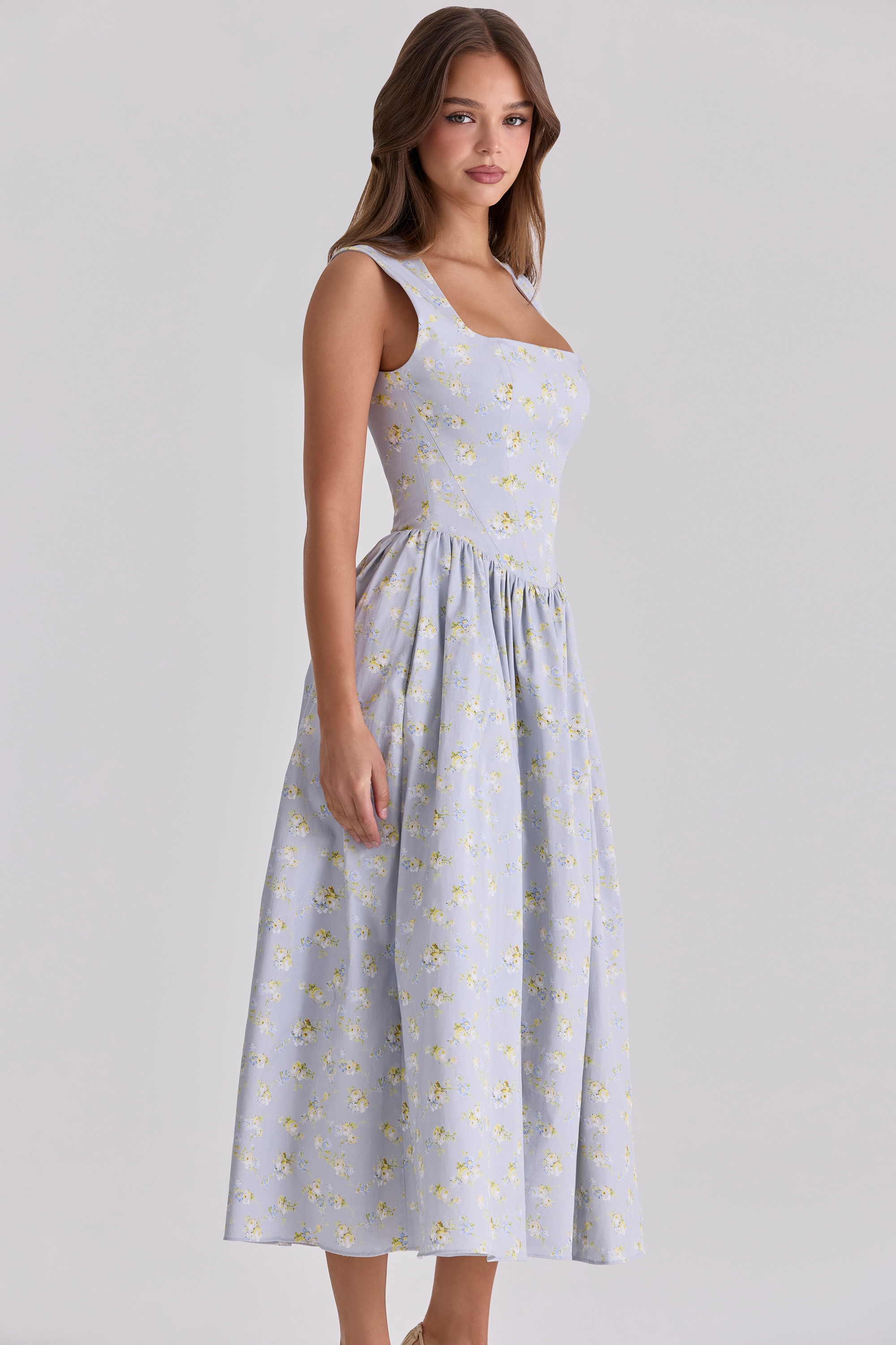 Emmy  Blue Wildflower Print Cotton Midi Sundress — image 5