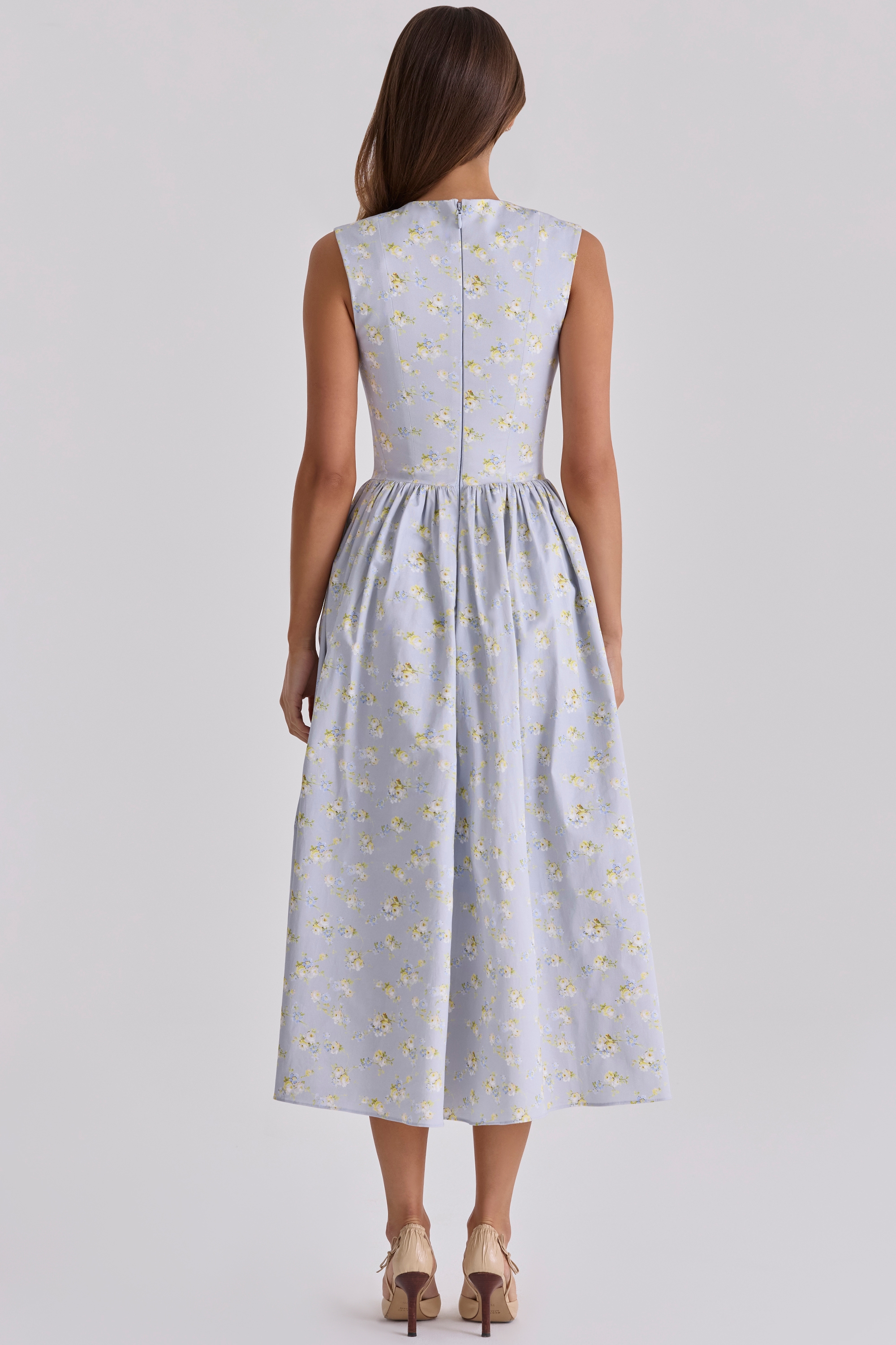 Emmy  Blue Wildflower Print Cotton Midi Sundress — image 7