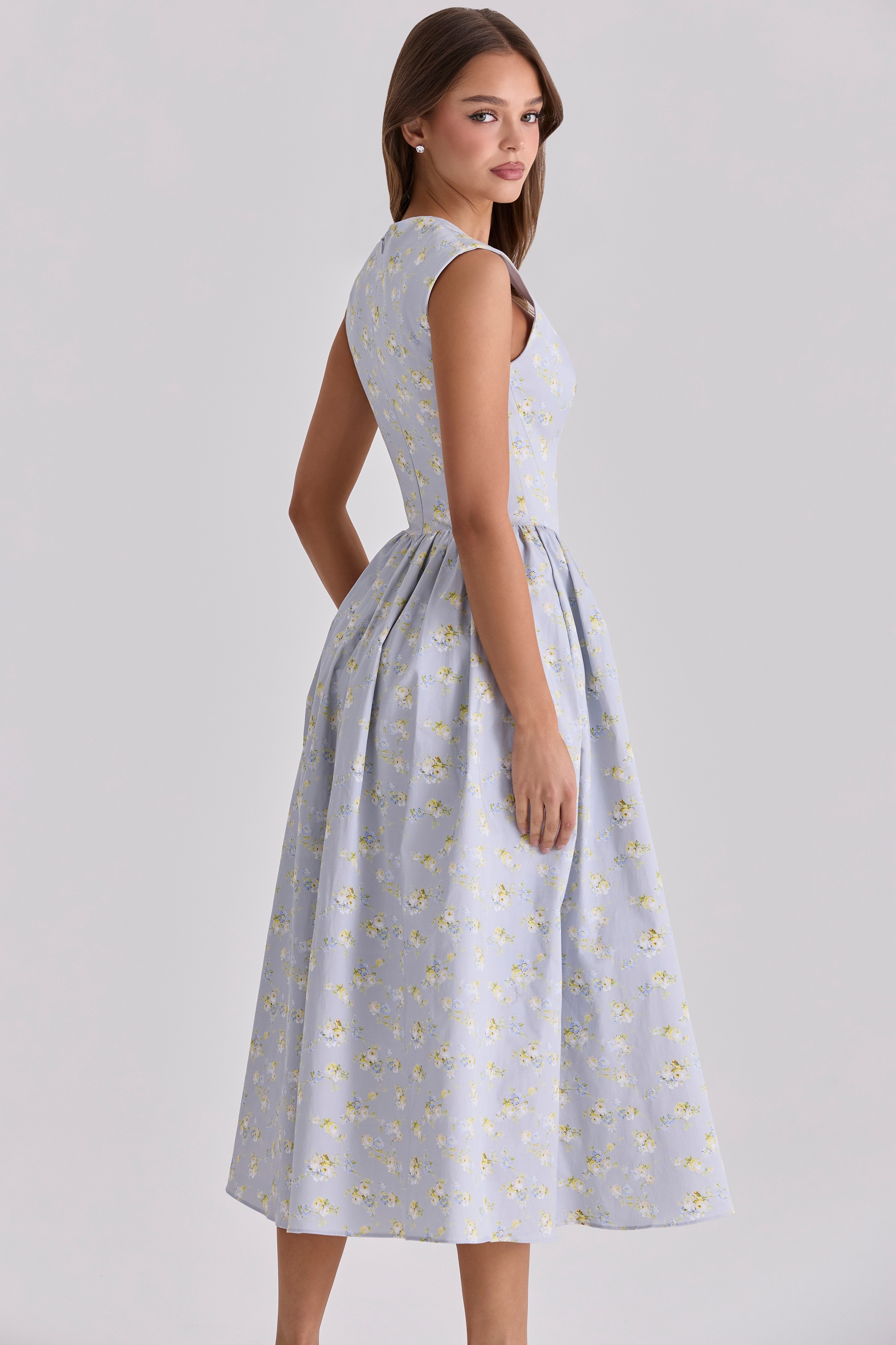 Emmy  Blue Wildflower Print Cotton Midi Sundress — image 2