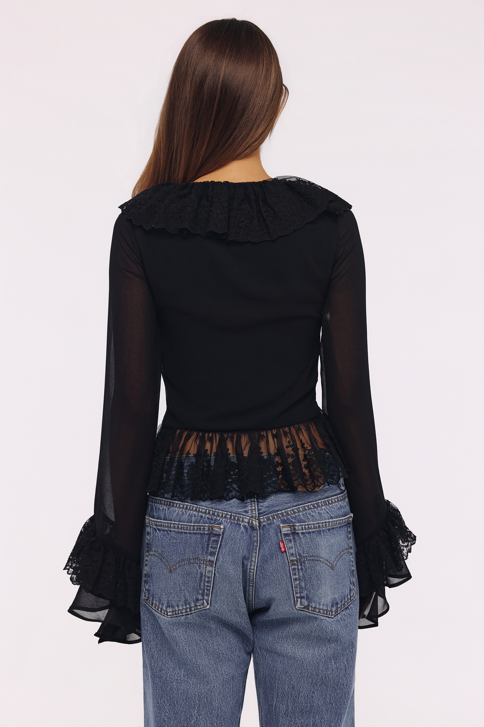 Goya  Black Ruffled Sleeve Blouse — image 6