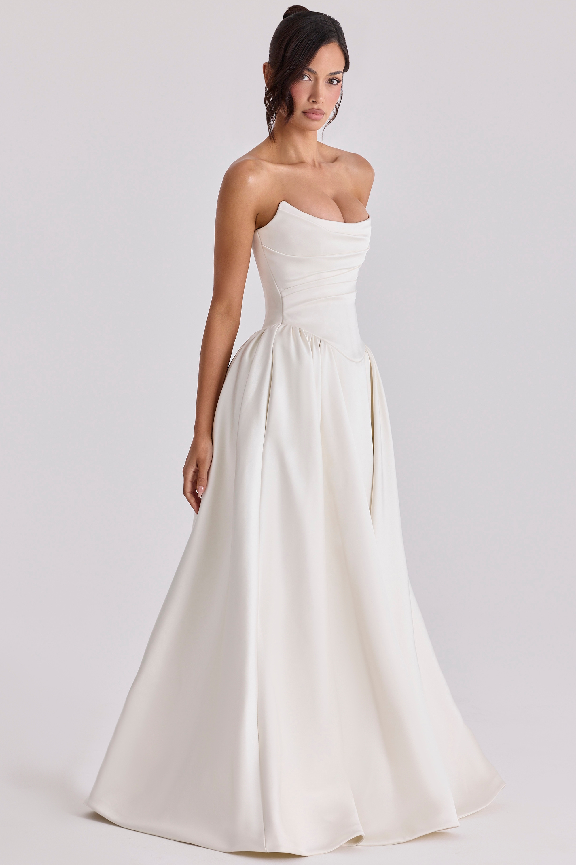 Jelena  Ivory Satin Basque Waist Corset Bridal Gown — image 6
