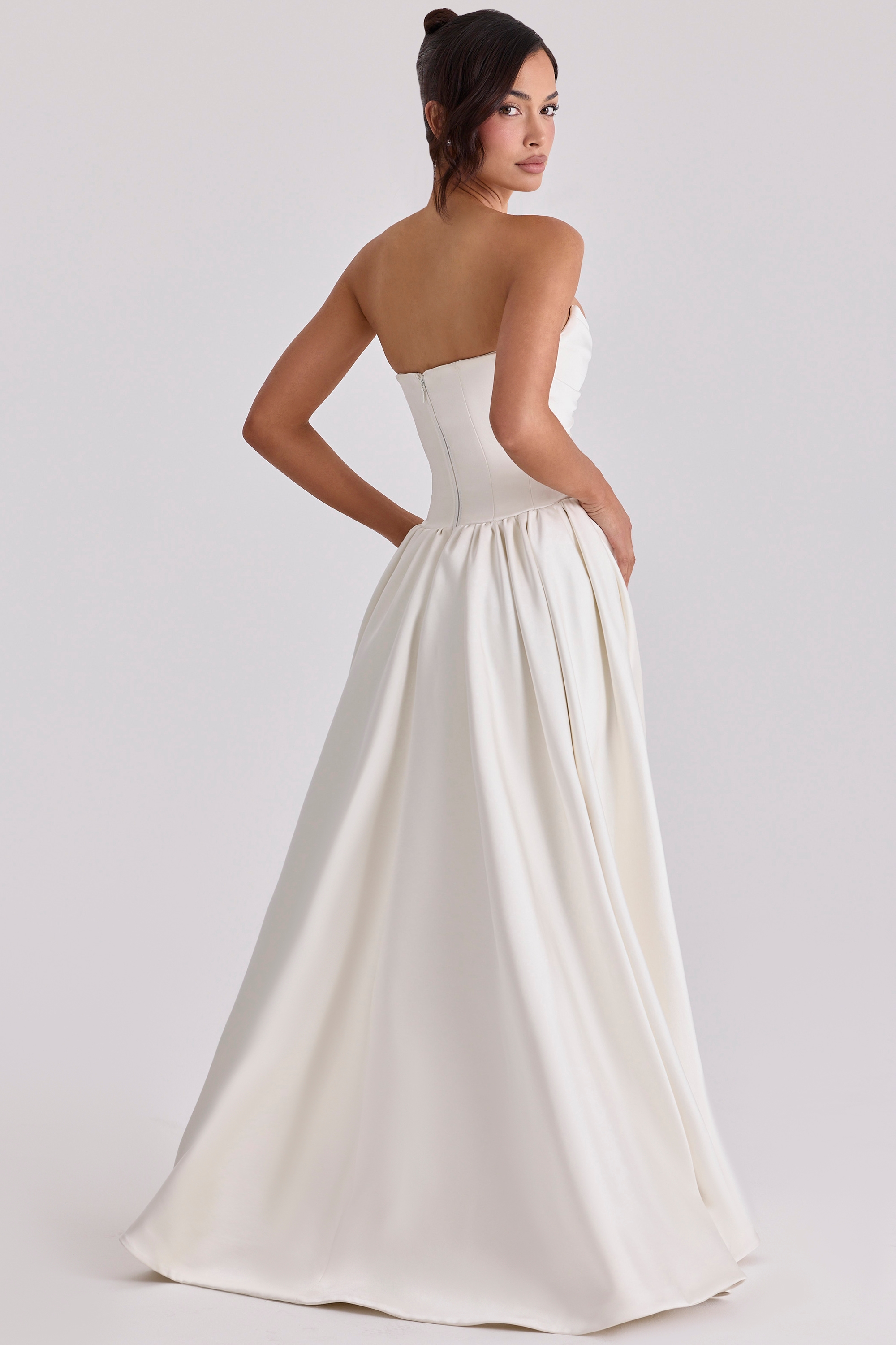Jelena  Ivory Satin Basque Waist Corset Bridal Gown — image 7