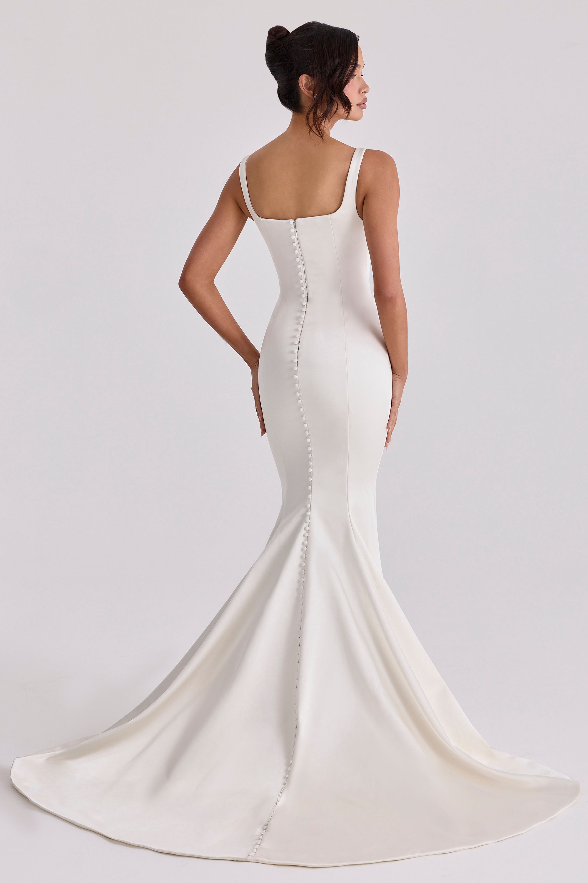 Leonie  Ivory Satin Button Back Bridal Gown — image 10