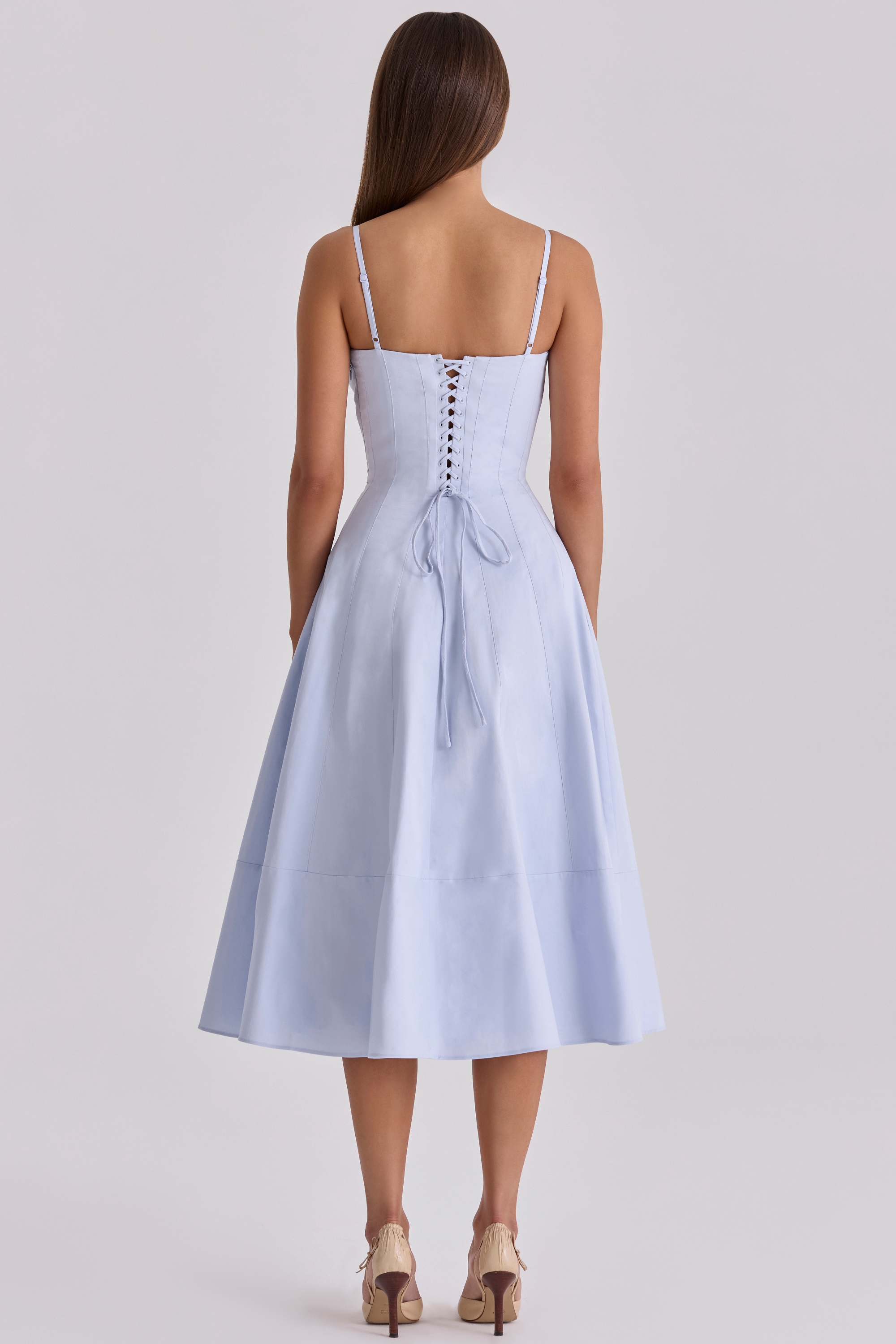 Millie  Bluebell Lace Up Cotton Midi Sundress — image 8