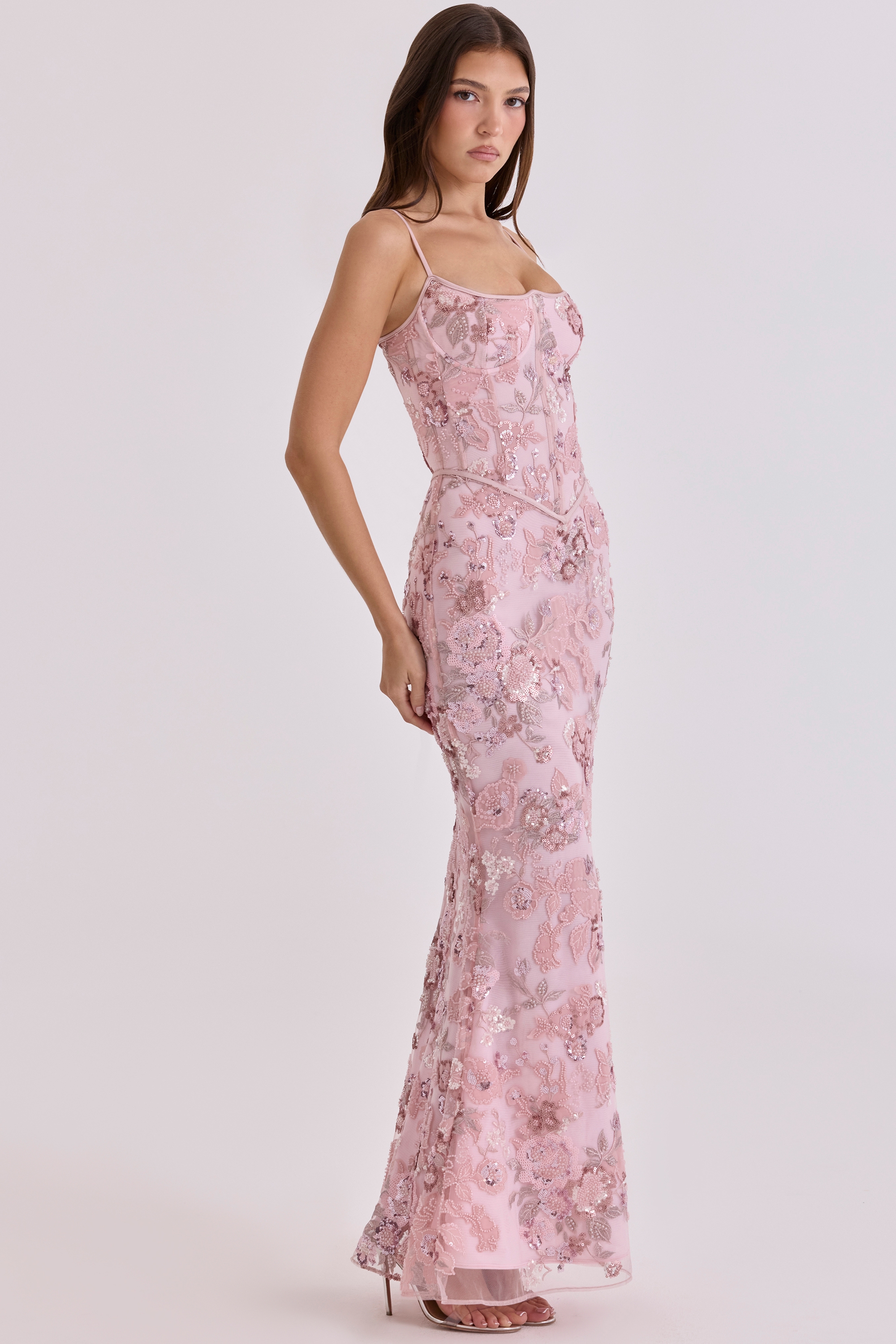 Naima  Pink Hand Beaded Embellished Corset Maxi Dress - Limited Edition — image 9
