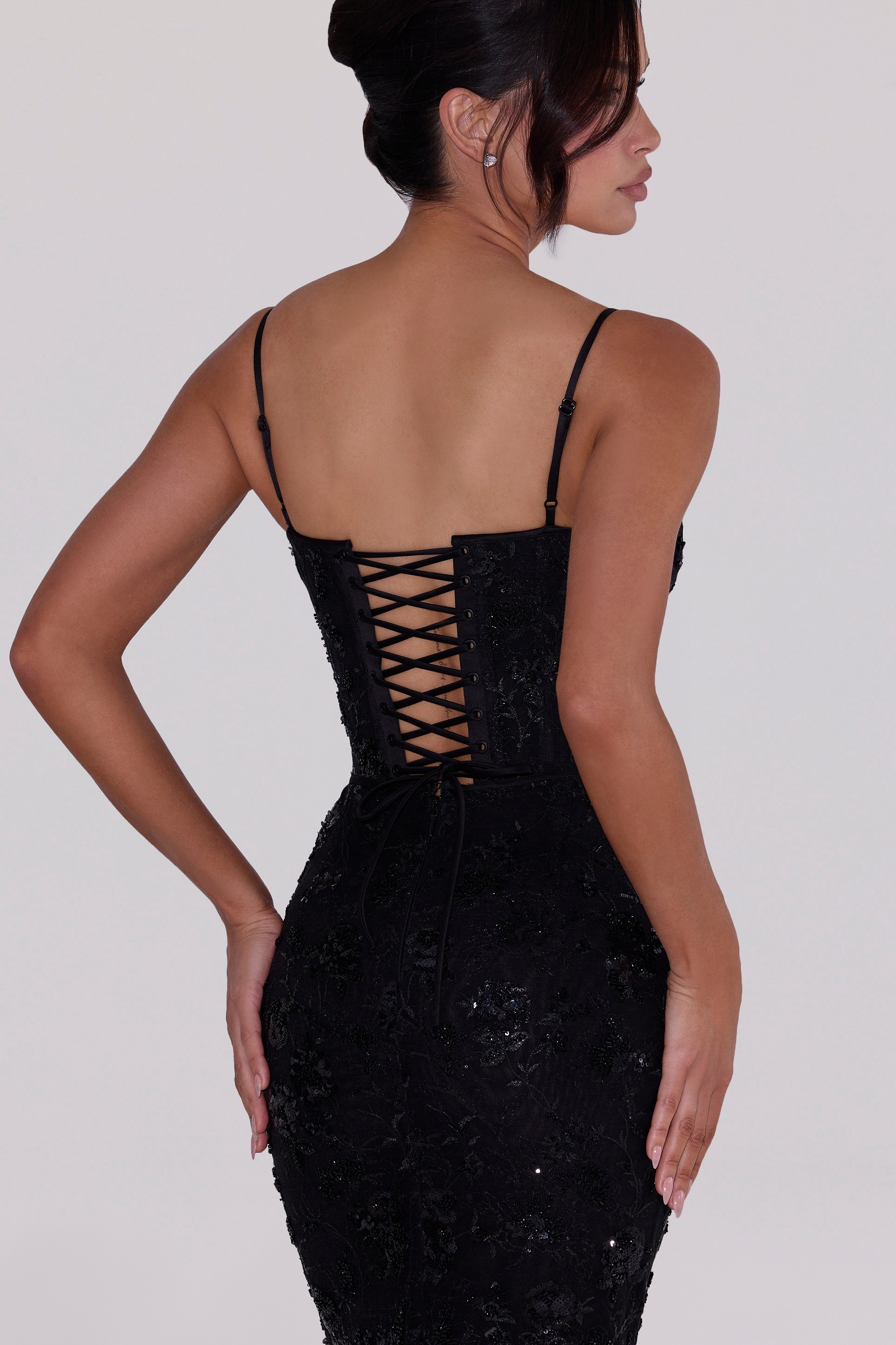 Naima  Black Hand Beaded Embellished Corset Maxi Dress - Limited Edition — image 12