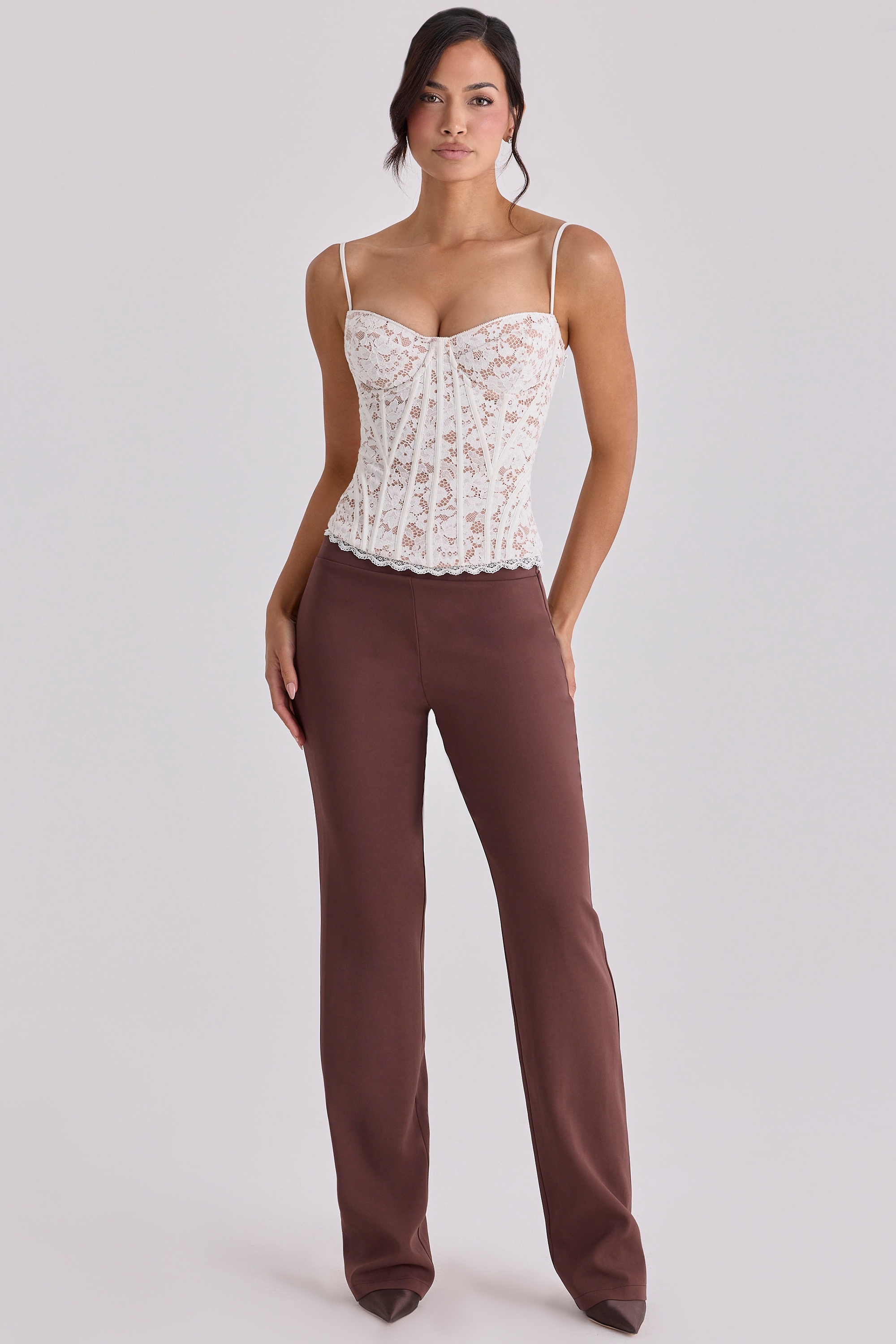 Chiara  Espresso Brown Straight Leg Trousers — image 4
