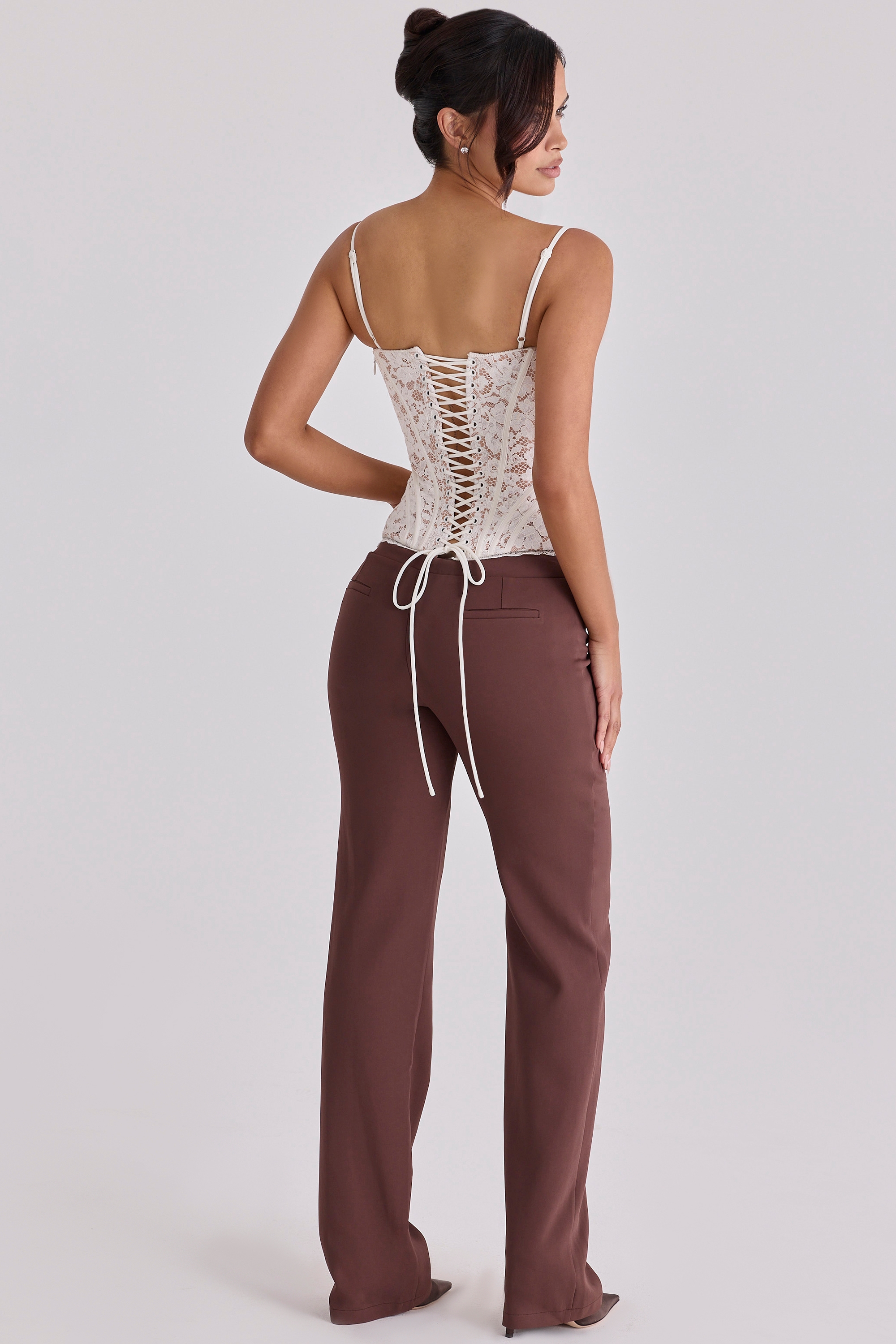 Chiara  Espresso Brown Straight Leg Trousers — image 2