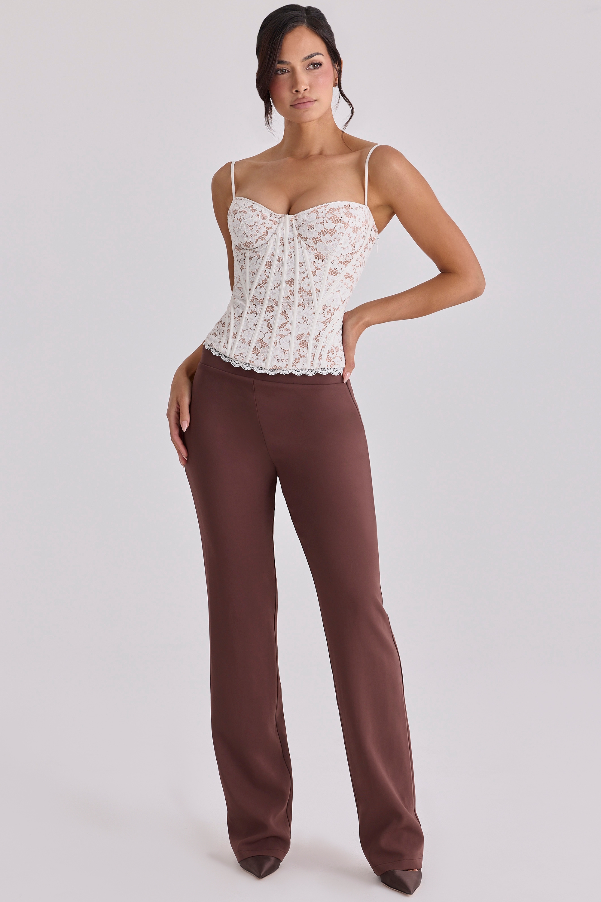 Chiara  Espresso Brown Straight Leg Trousers — image 3
