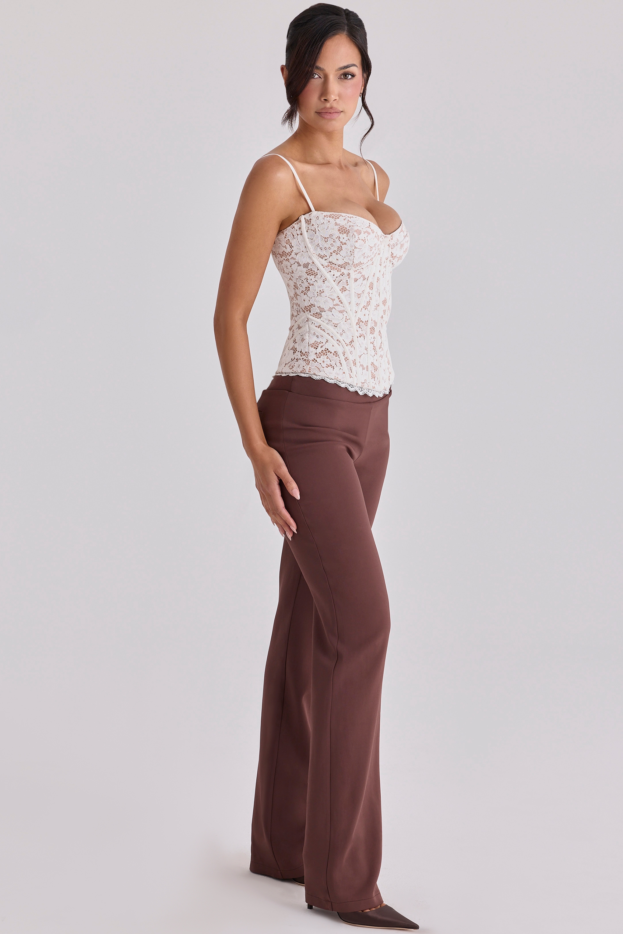 Chiara  Espresso Brown Straight Leg Trousers — image 5