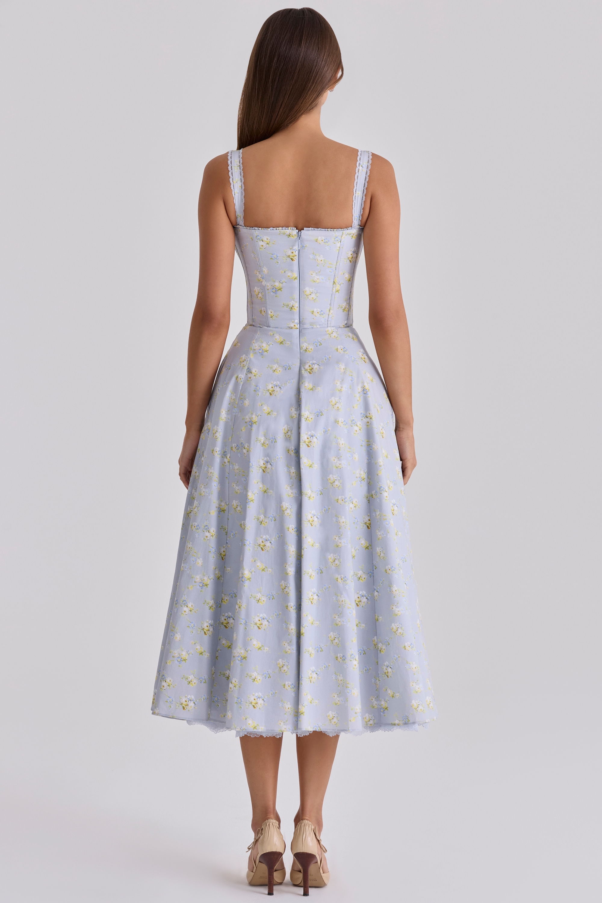 Rosalee  Blue Wildflower Floral Print Midi Dress — image 10