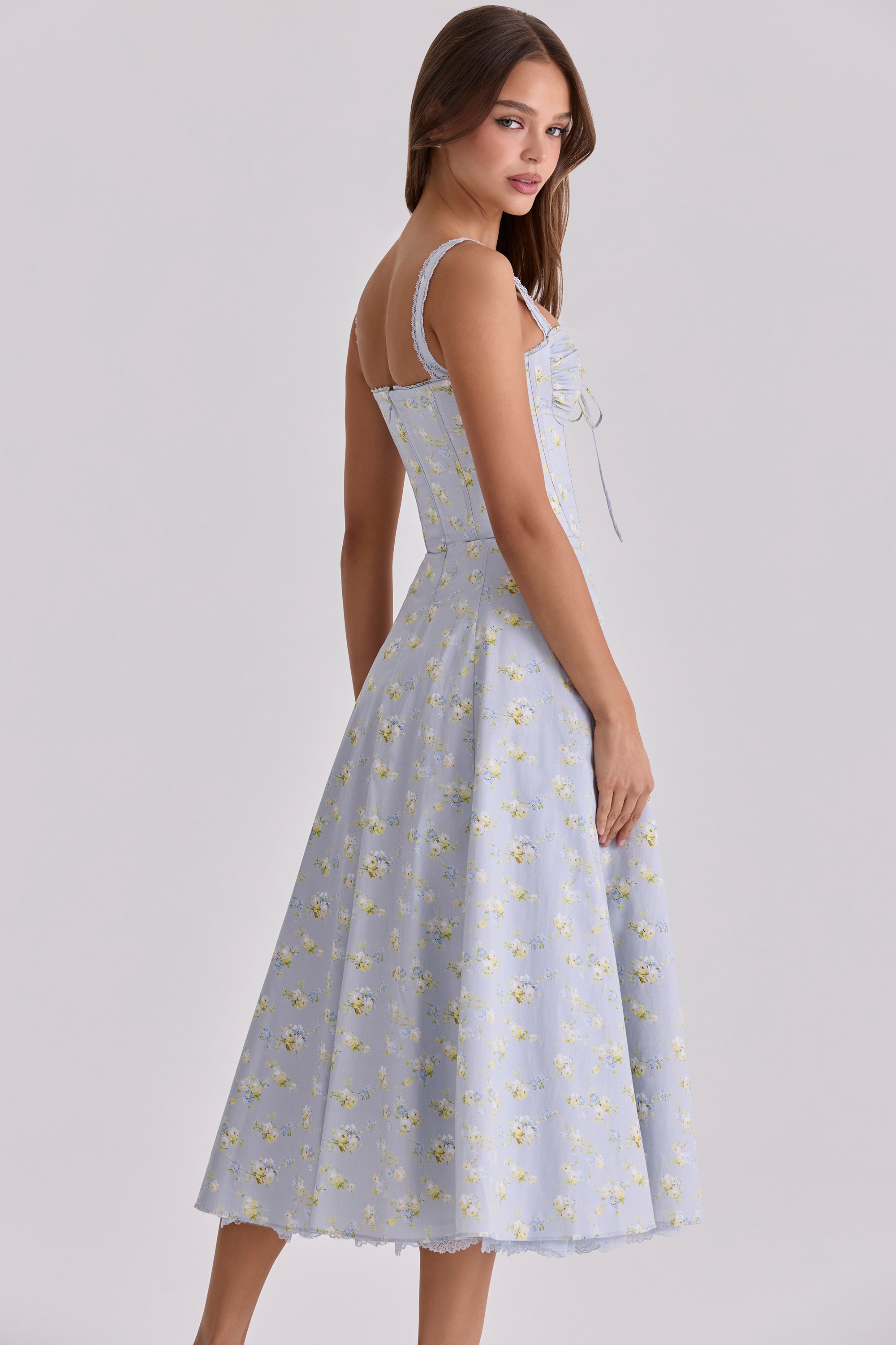 Rosalee  Blue Wildflower Floral Print Midi Dress — image 9