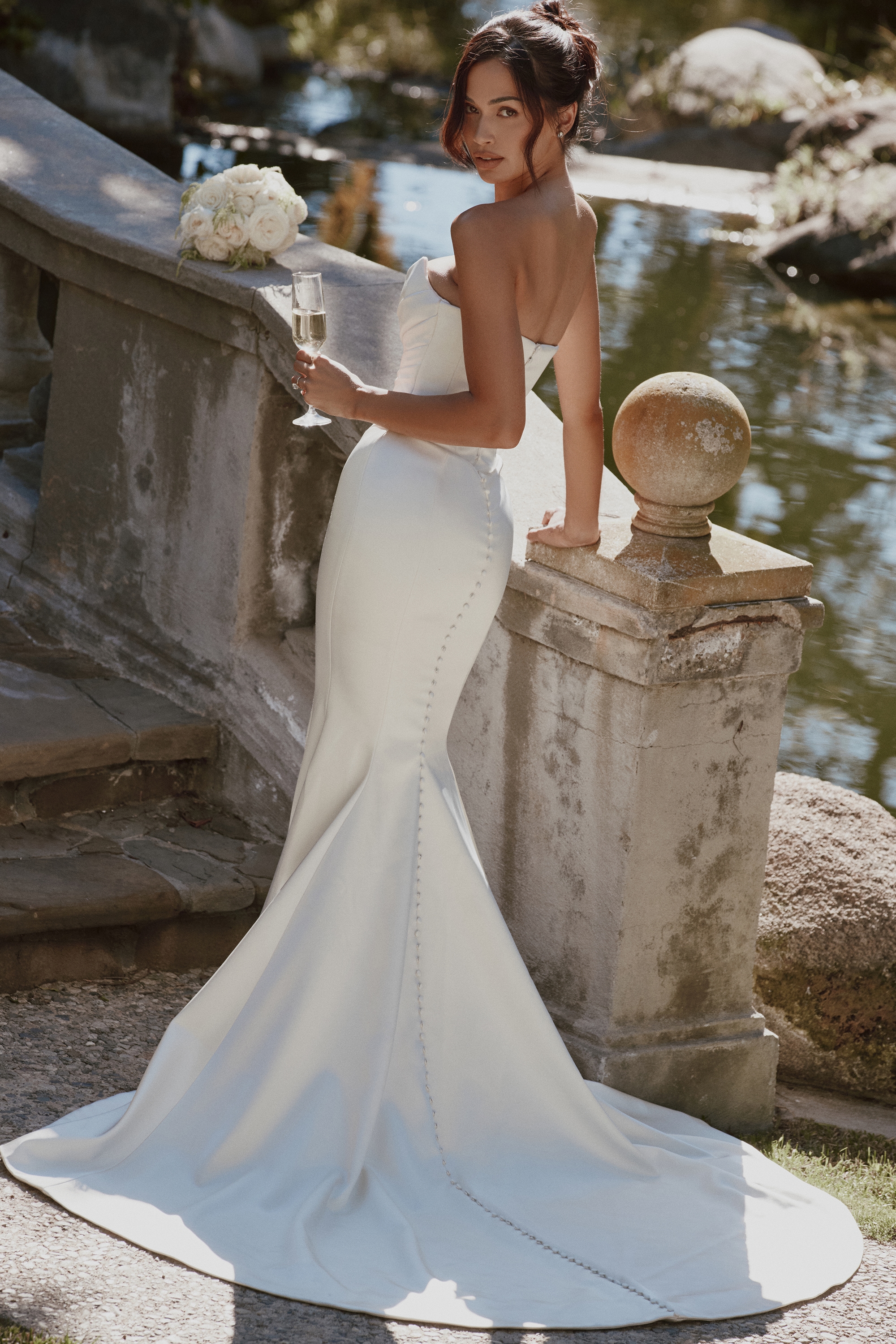 Veronique  Ivory Satin Strapless Bridal Gown — image 2