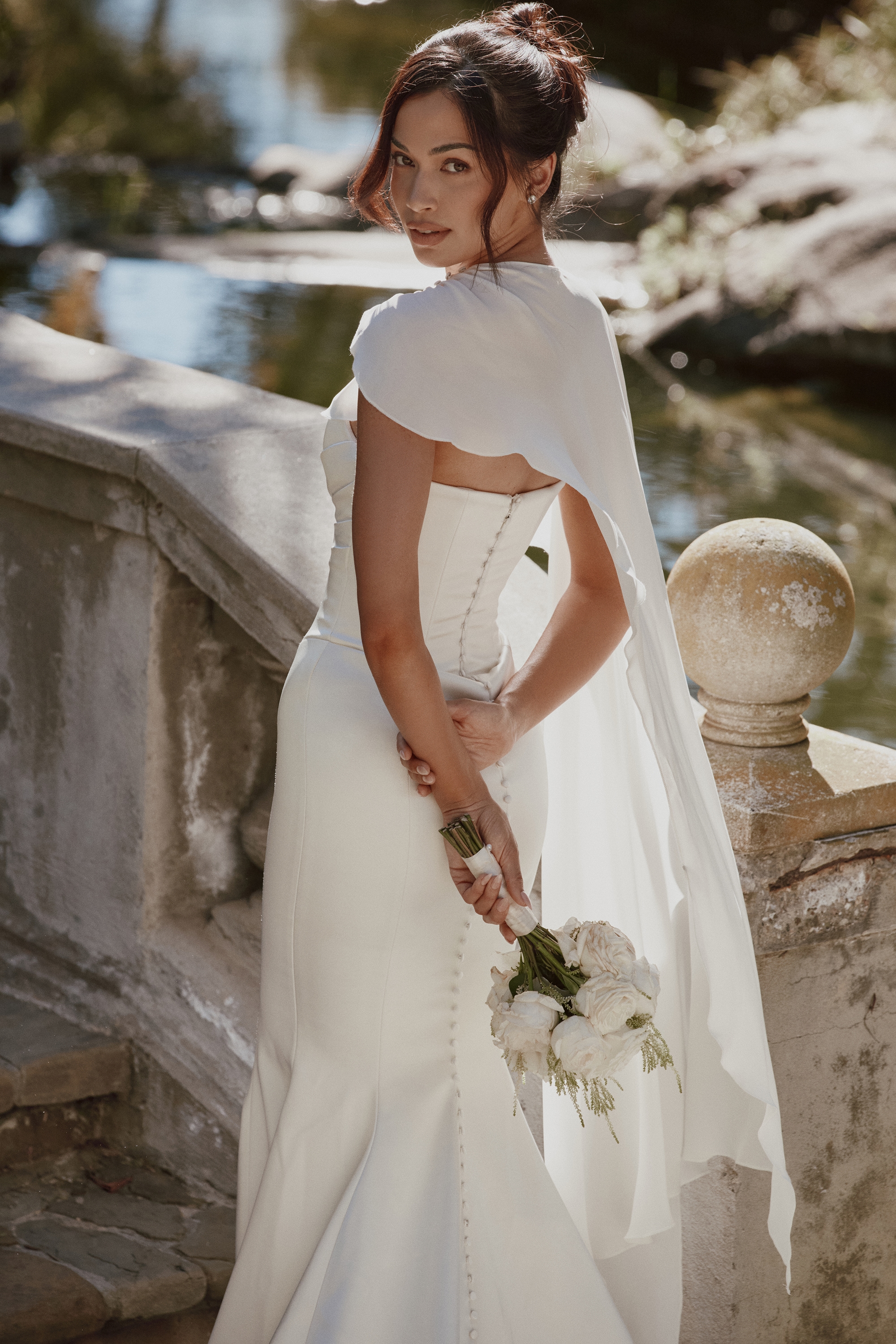 Enya  Ivory Draped Pure Silk Asymmetric Shawl — image 5