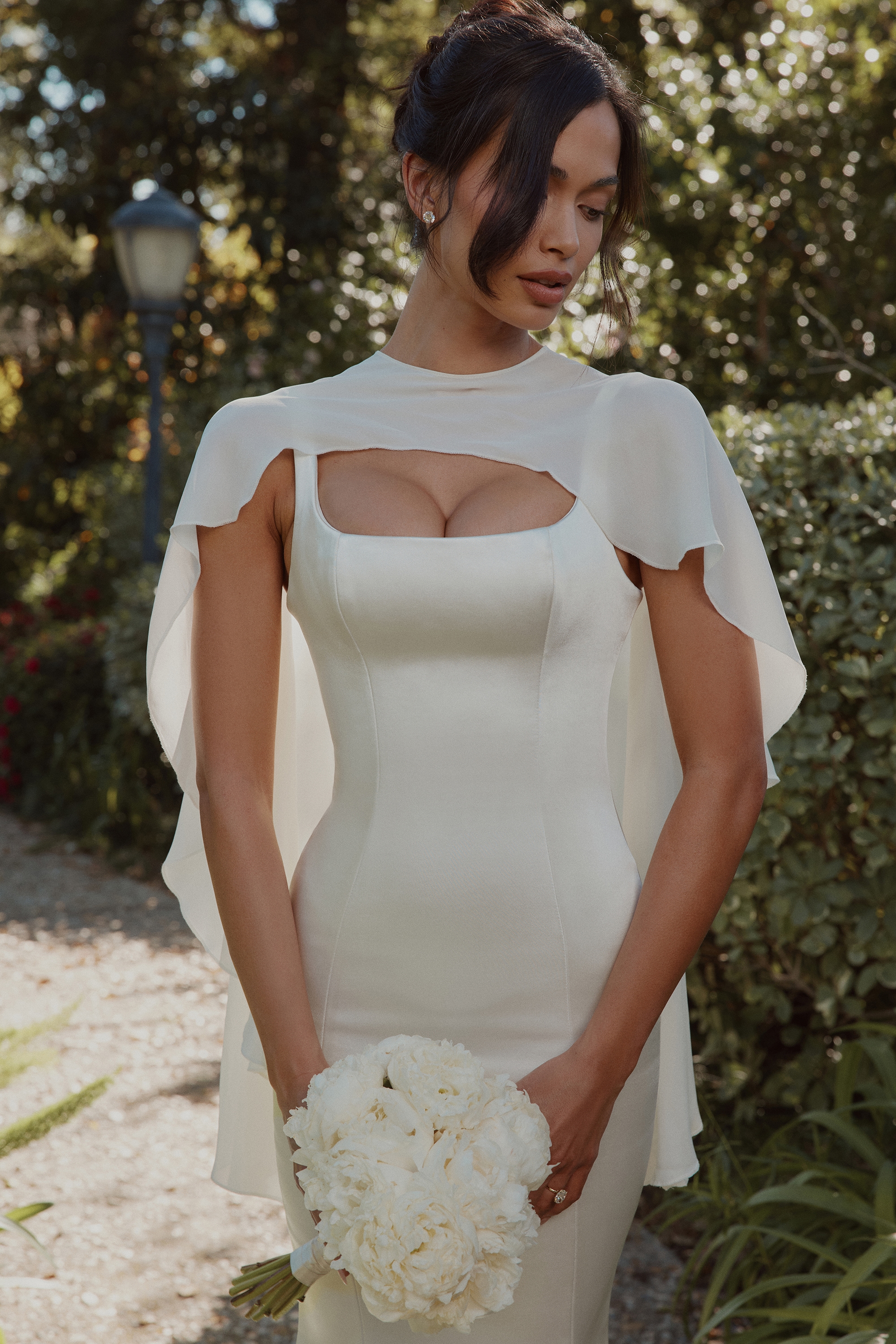 Alena  Ivory Asymmetric Draped Pure Silk Shawl — image 3