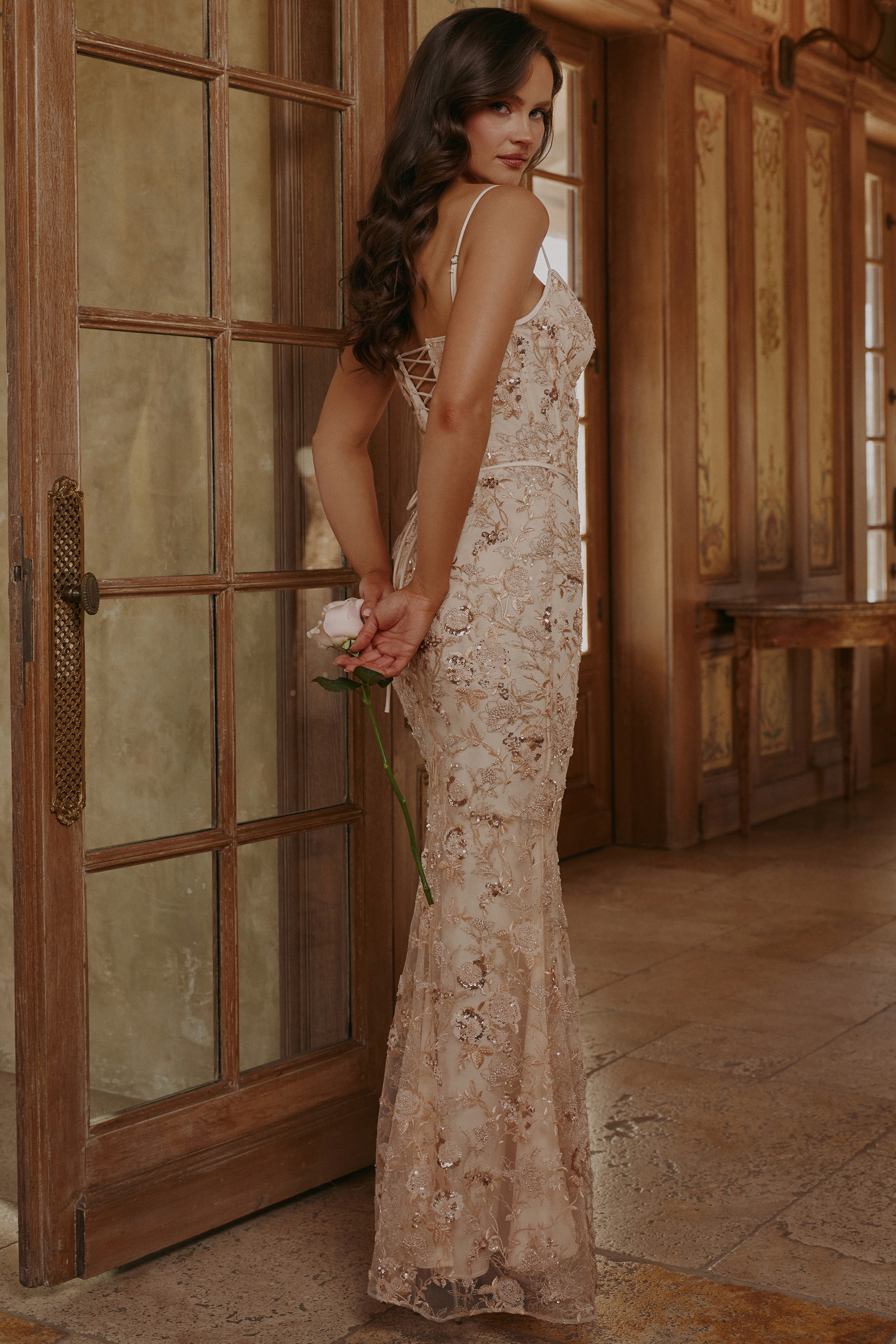 Naima  Peach Hand Beaded Embellished Corset Maxi Dress - Limited Edition — image 6