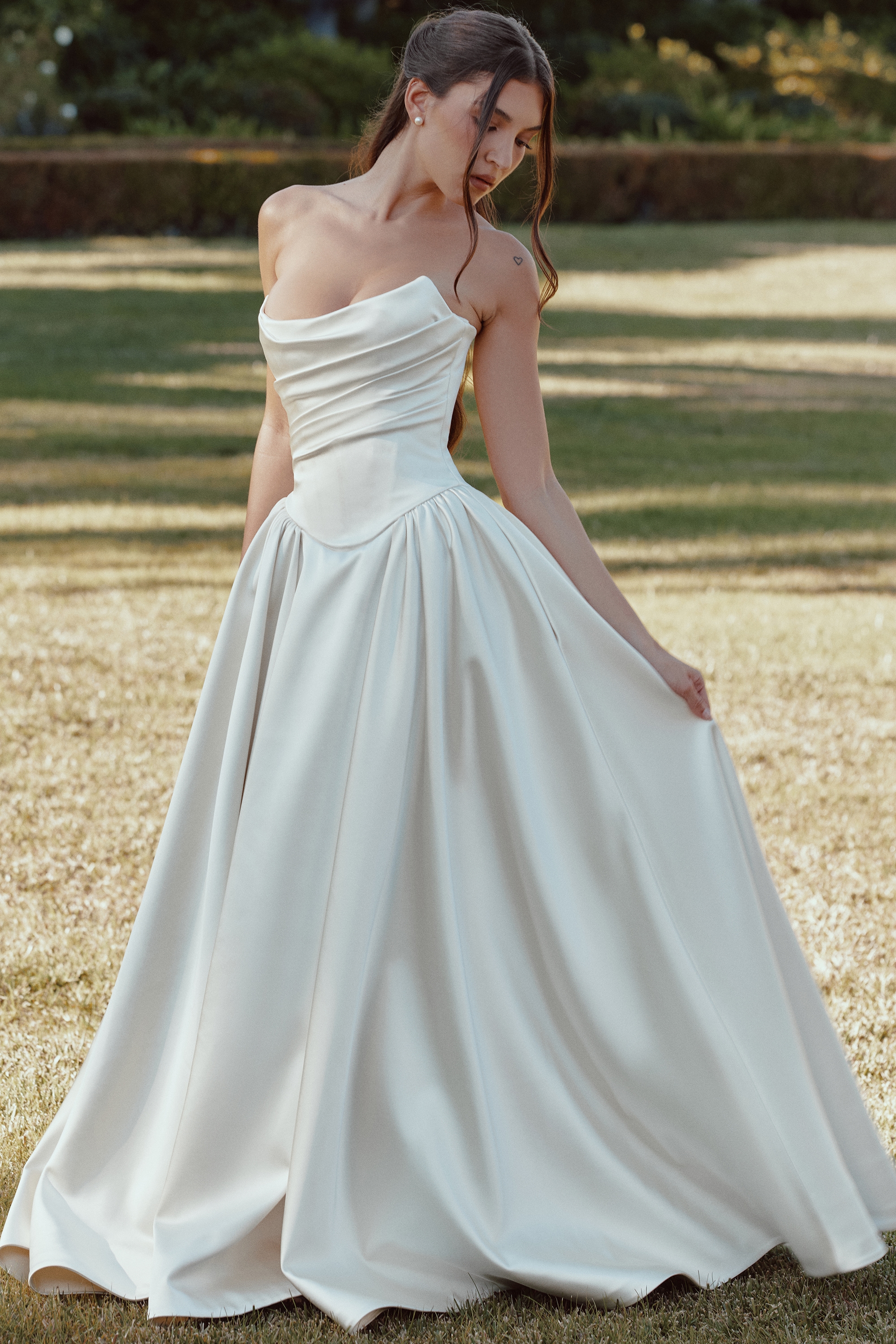 Jelena  Ivory Satin Basque Waist Corset Bridal Gown — image 2