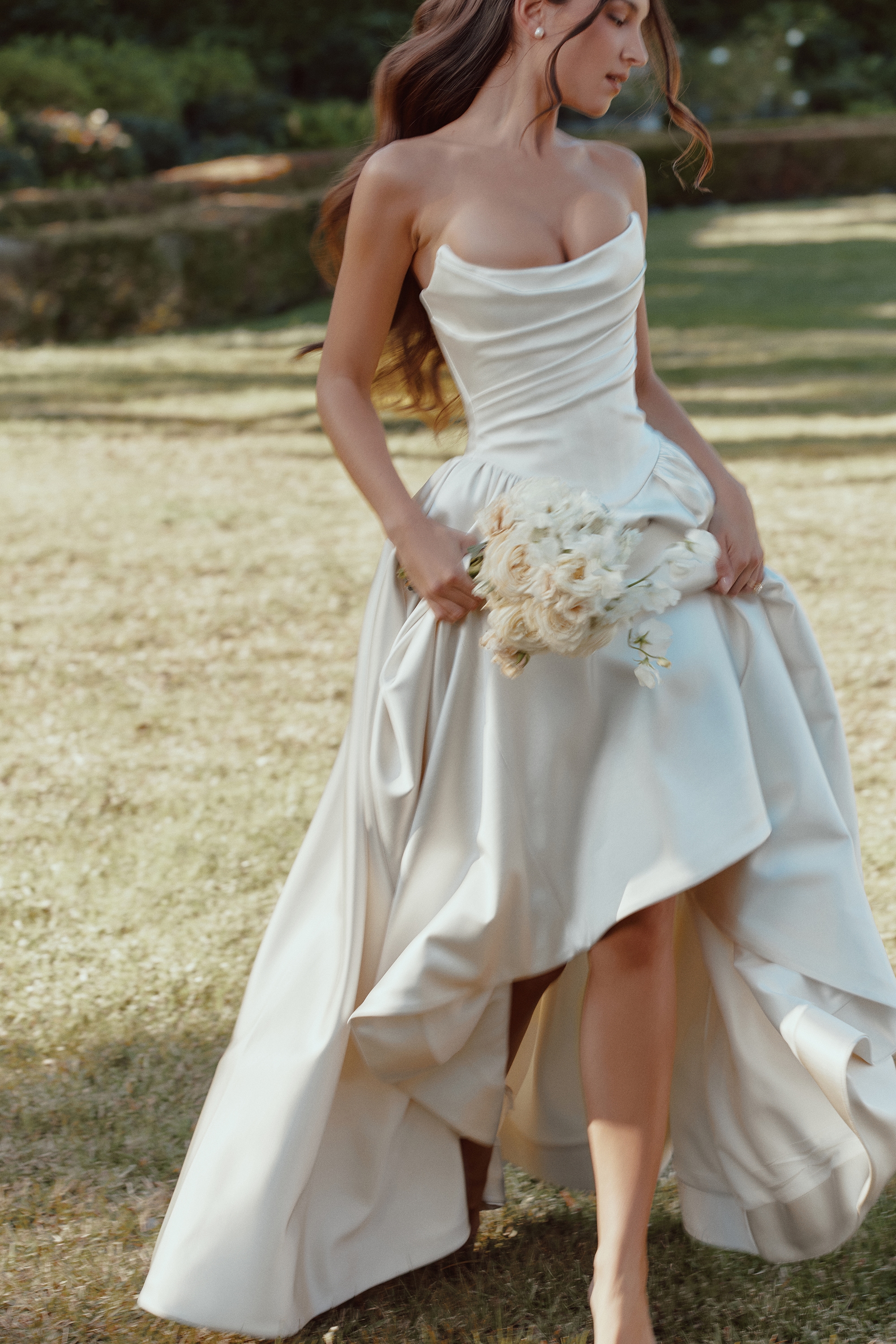 Jelena  Ivory Satin Basque Waist Corset Bridal Gown — image 4