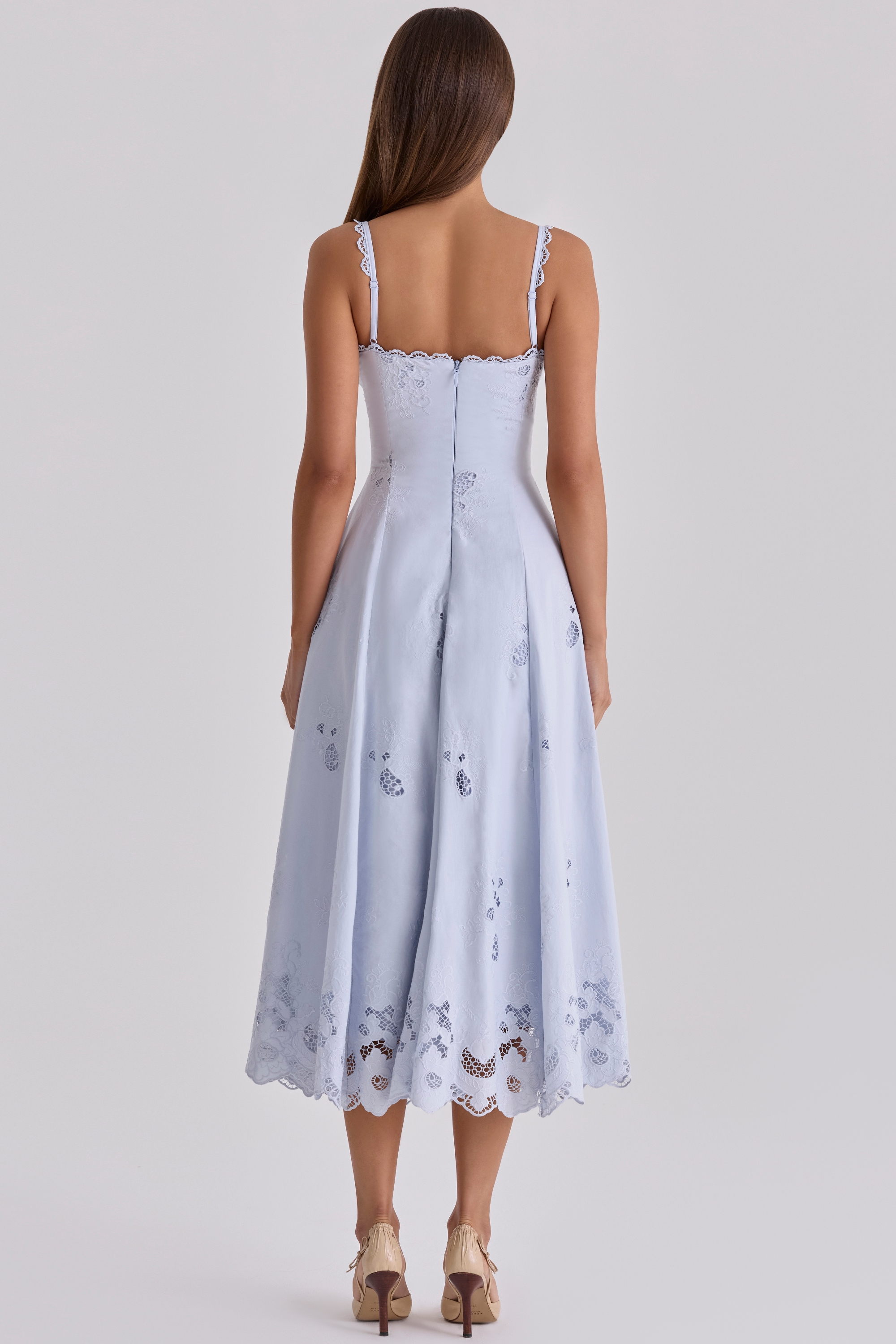 Tatiana  Bluebell Lace + Cotton Broderie Anglais Midi Sundress — image 11