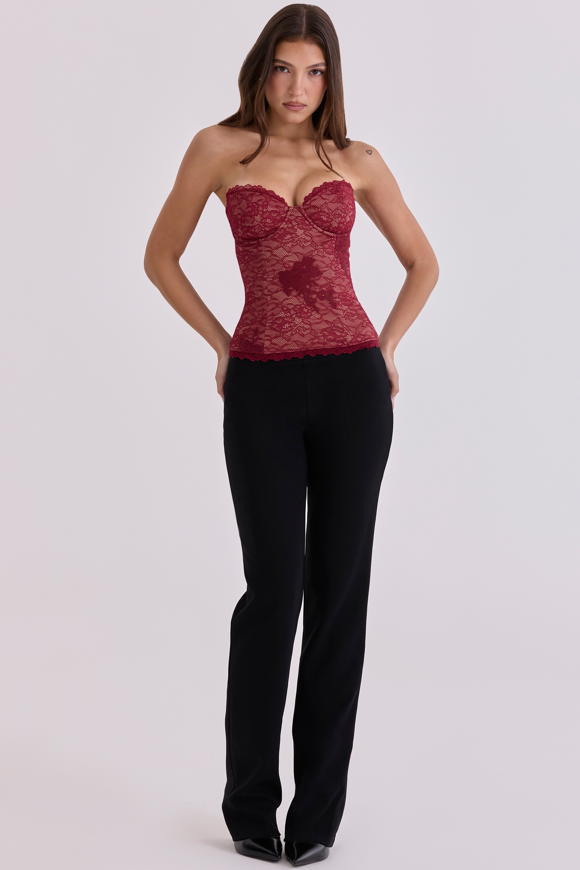 Yara  Wine Lace Strapless Corset Top — image 3