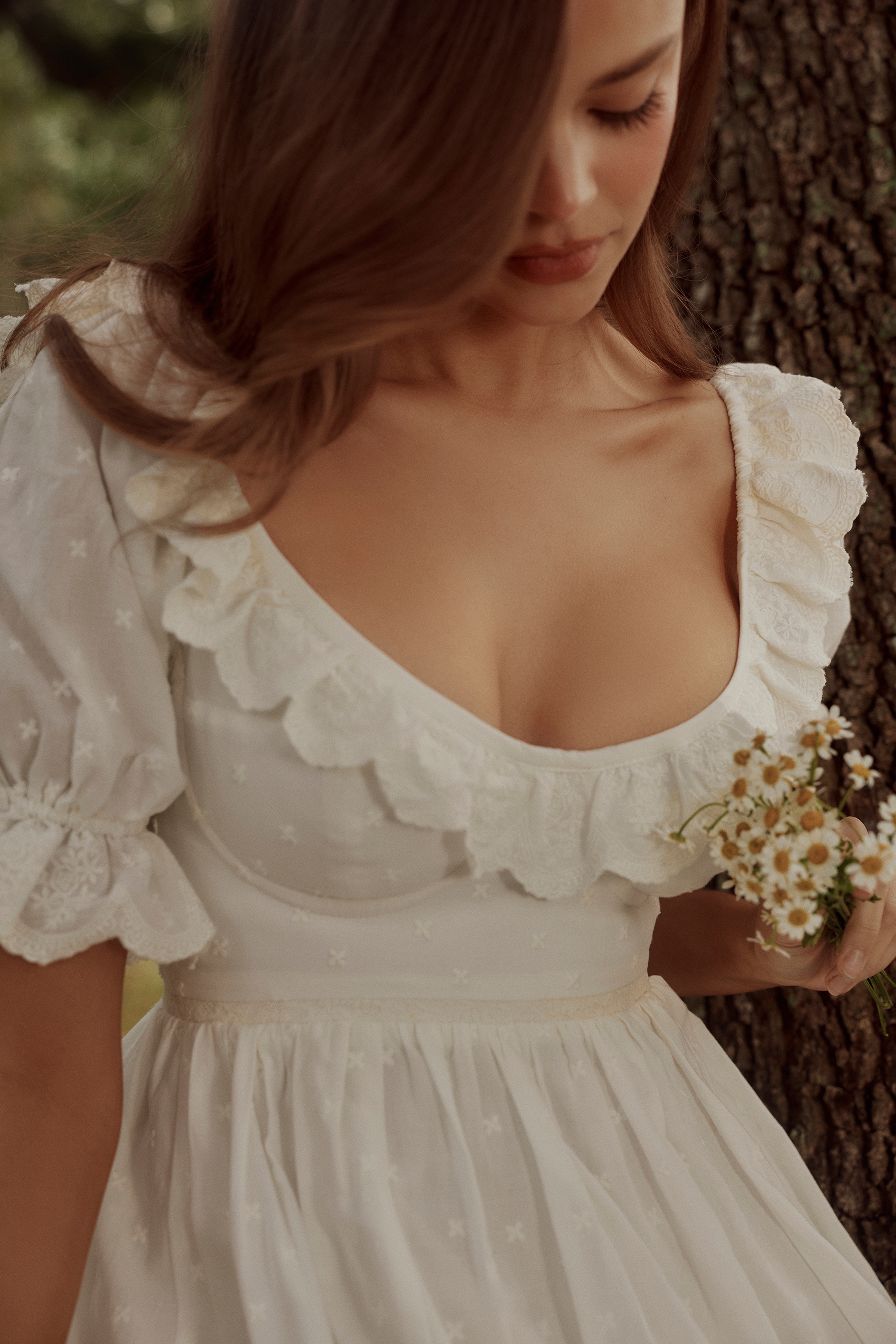 Maisie  White Broderie Anglaise Regency Babydoll Mini Dress — image 3