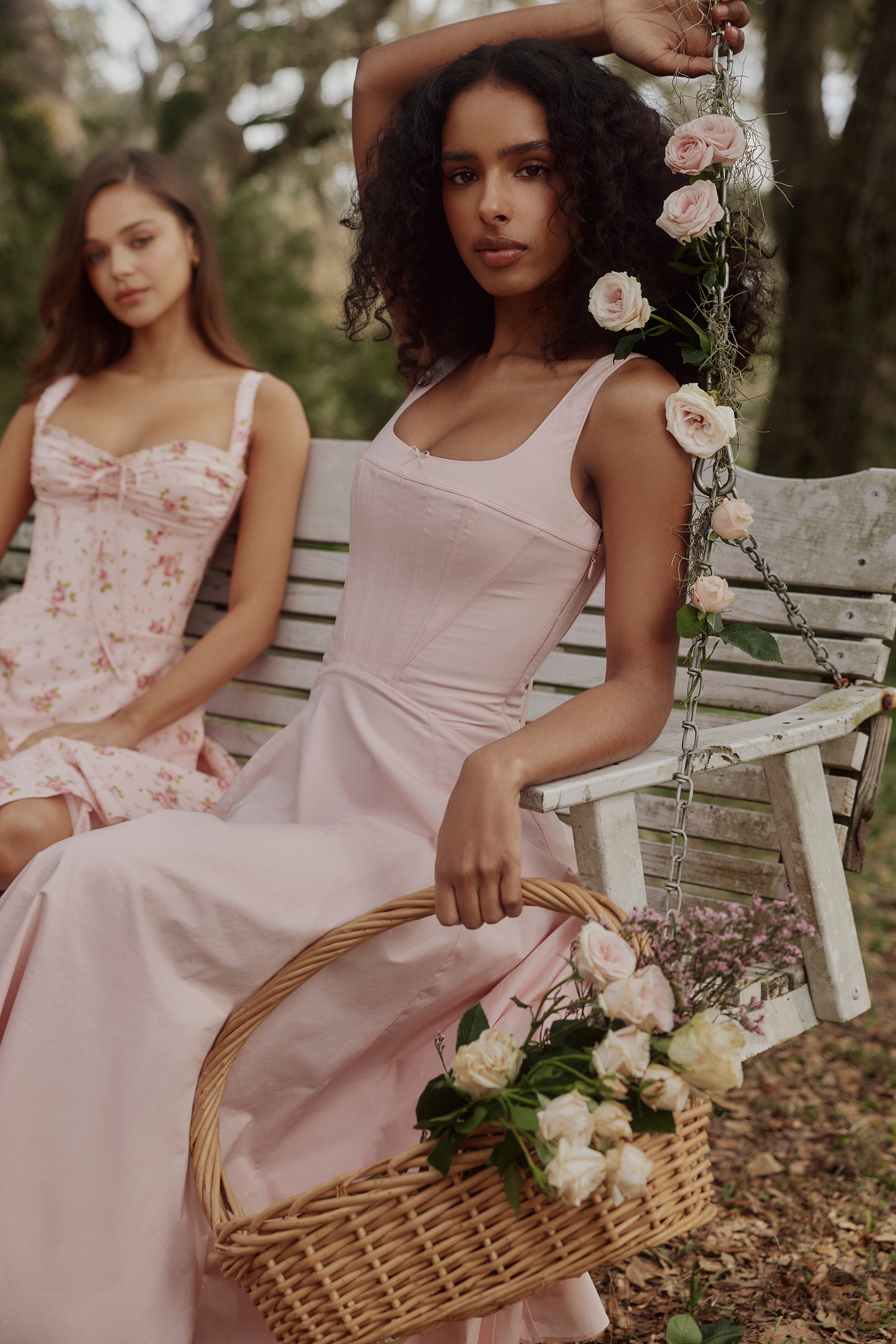 Jaime  Pink Cotton Lace Up Midi Sundress — image 9