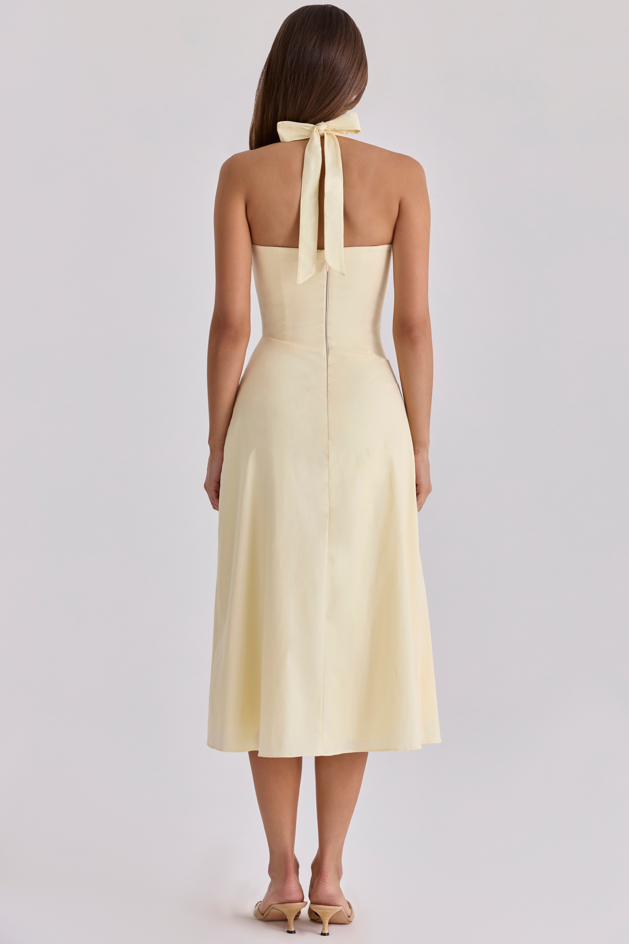 Tallulah  Lemon Halter Neck Cotton Midi Dress — image 9