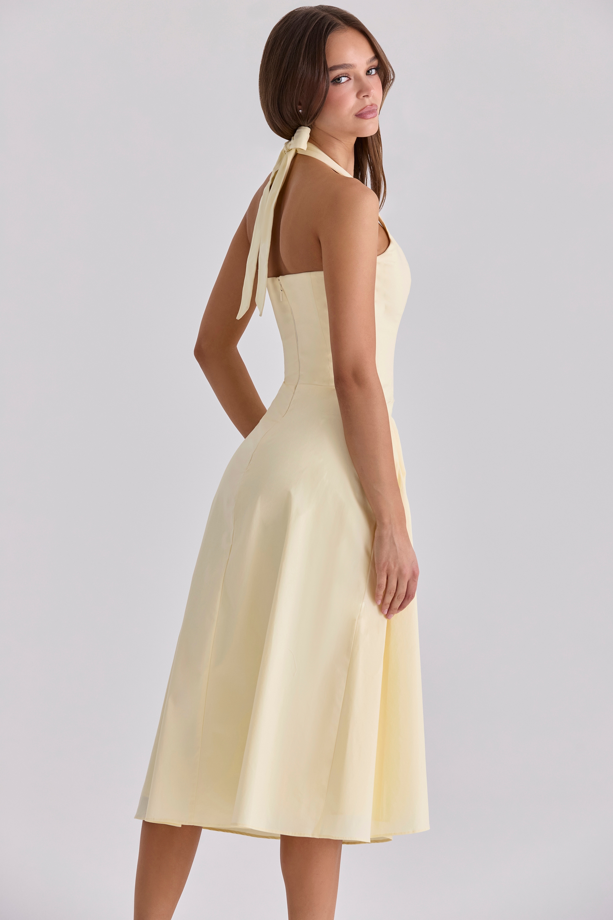 Tallulah  Lemon Halter Neck Cotton Midi Dress — image 10