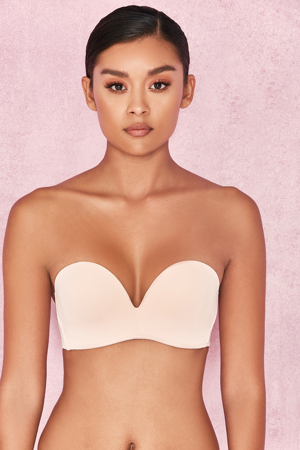 Smooth  Plain Molded Strapless Bra - Beige — image 1