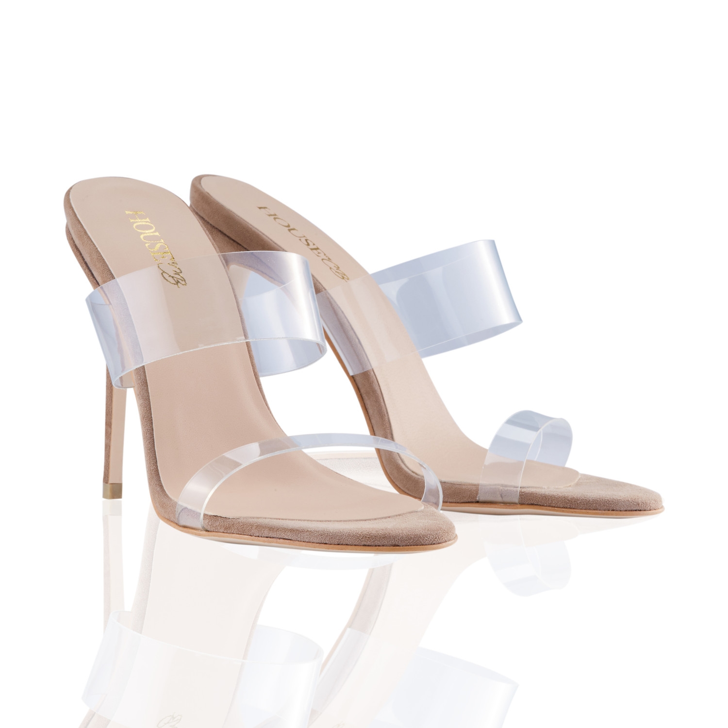 LUCENT  Clear Strap Beige Suede Mules — image 7