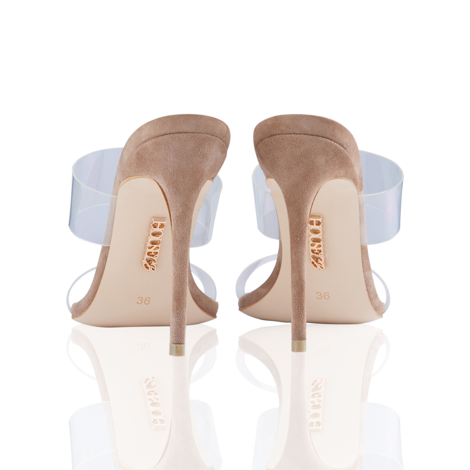 LUCENT  Clear Strap Beige Suede Mules — image 8