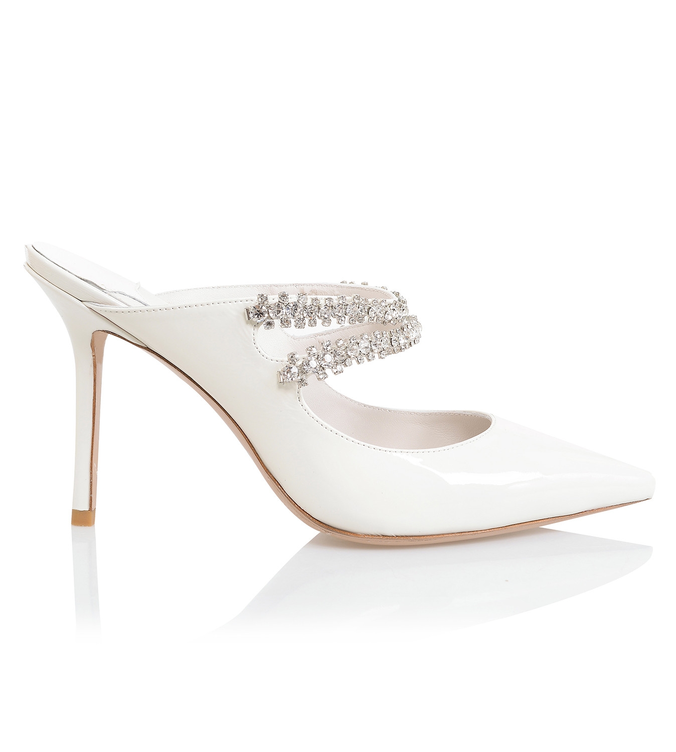 Glacier  Ivory Patent Crystal Embellished Mules — image 4