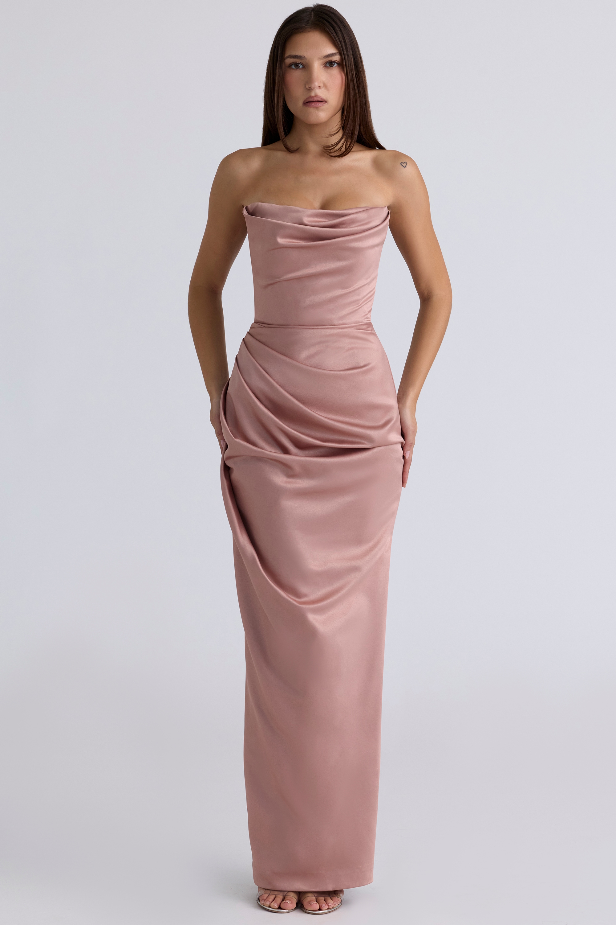 Adrienne  Blush Satin Strapless Gown — image 1