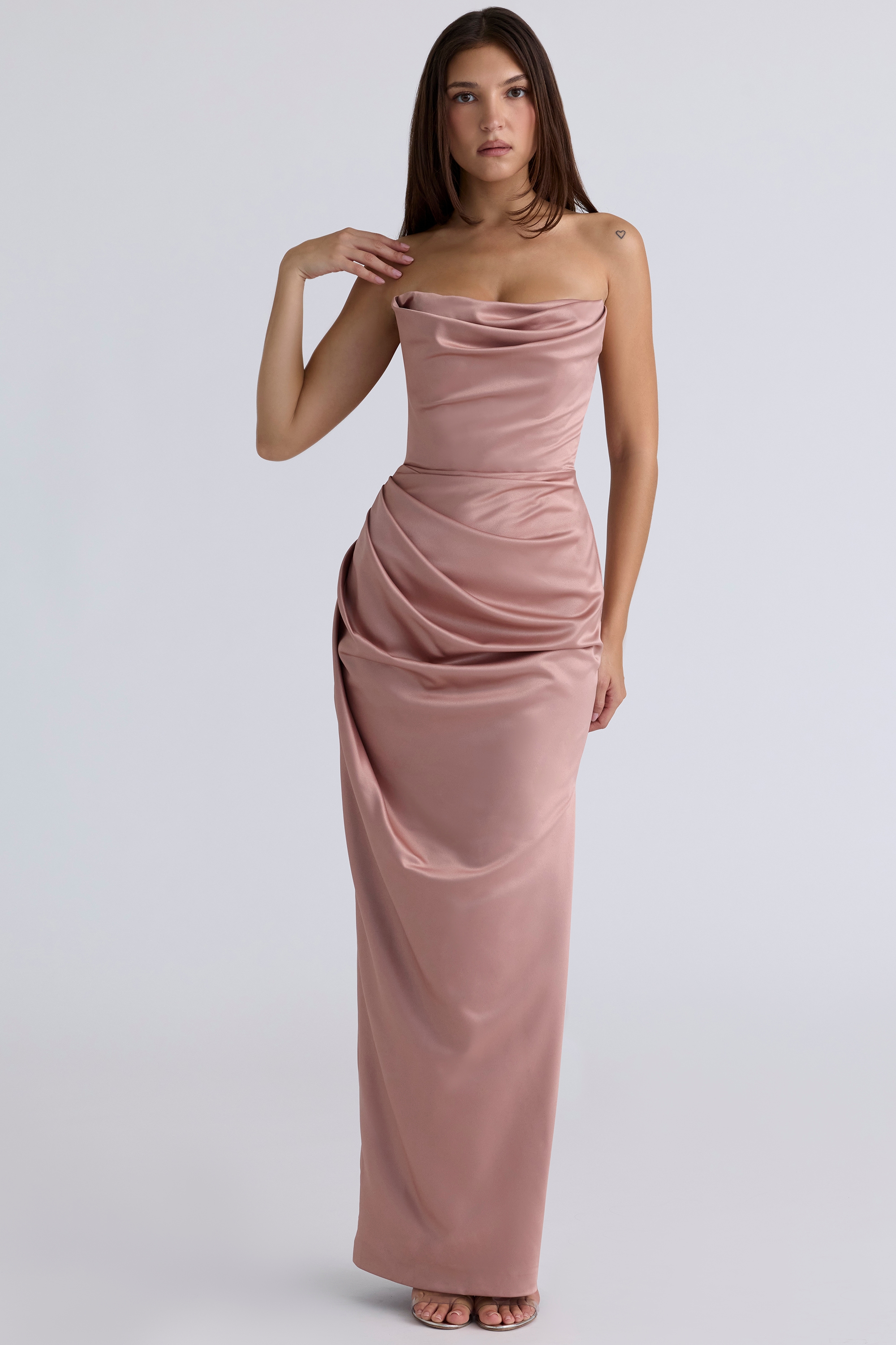 Adrienne  Blush Satin Strapless Gown — image 3