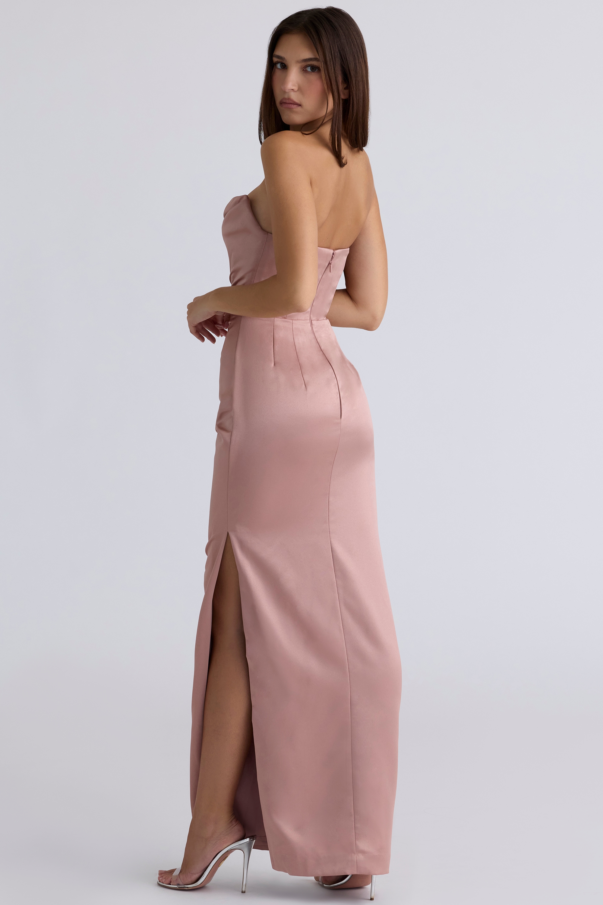 Adrienne  Blush Satin Strapless Gown — image 7