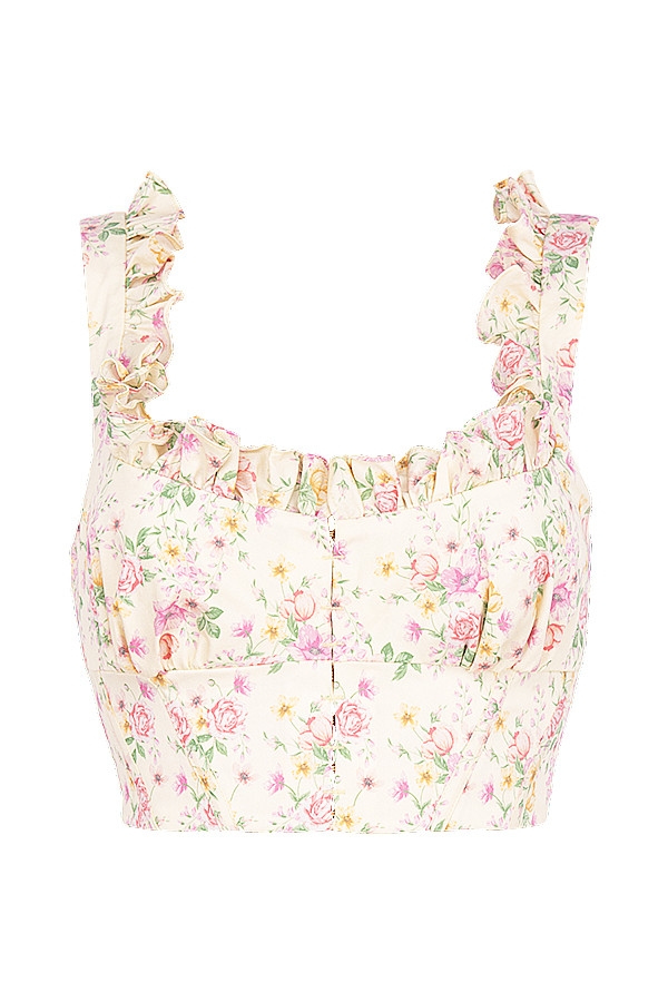 Remy  Lemon Floral Corseted Cropped Top — image 14