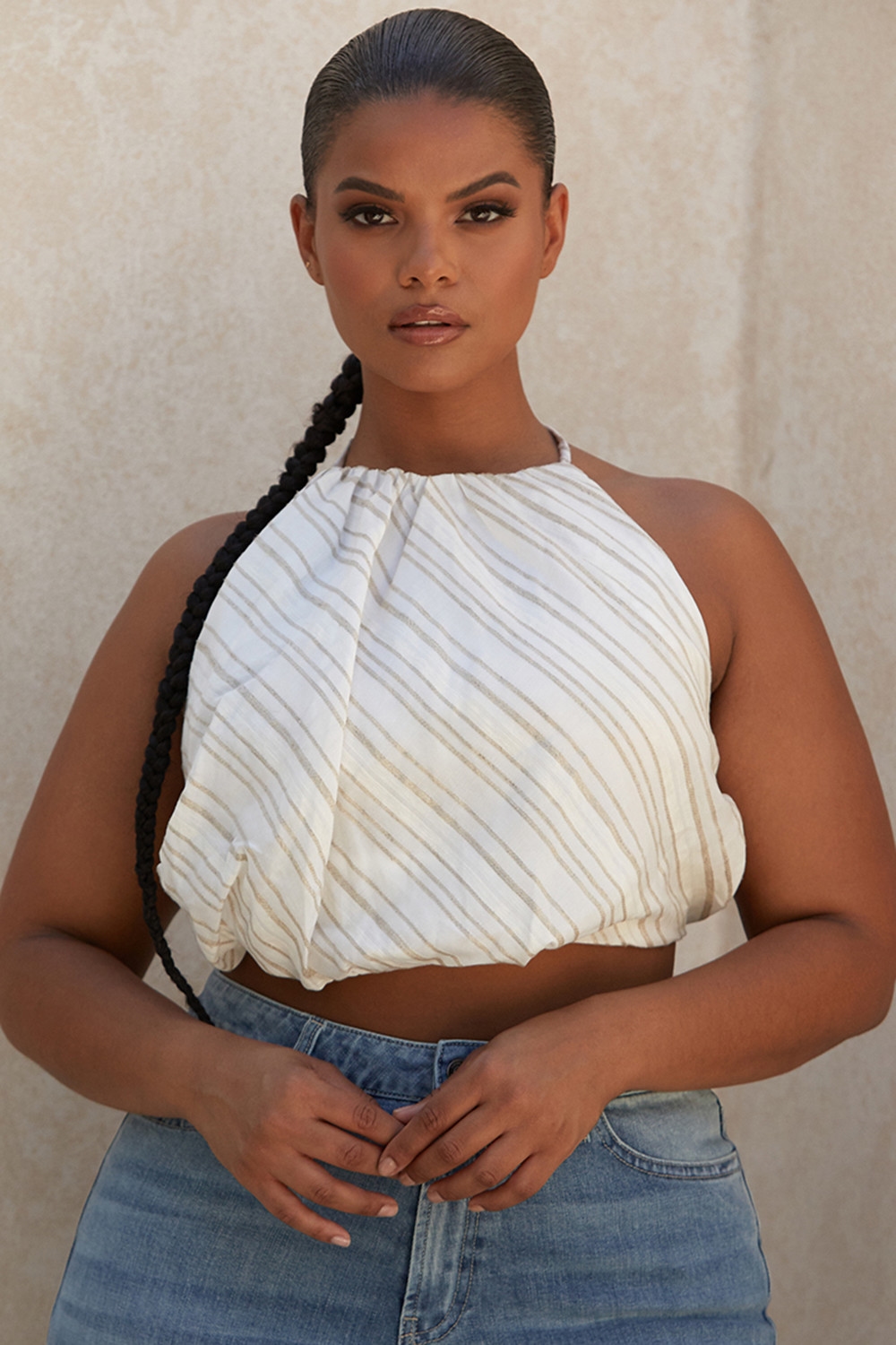 Bette  Linen Blend Backless Halter Top — image 3