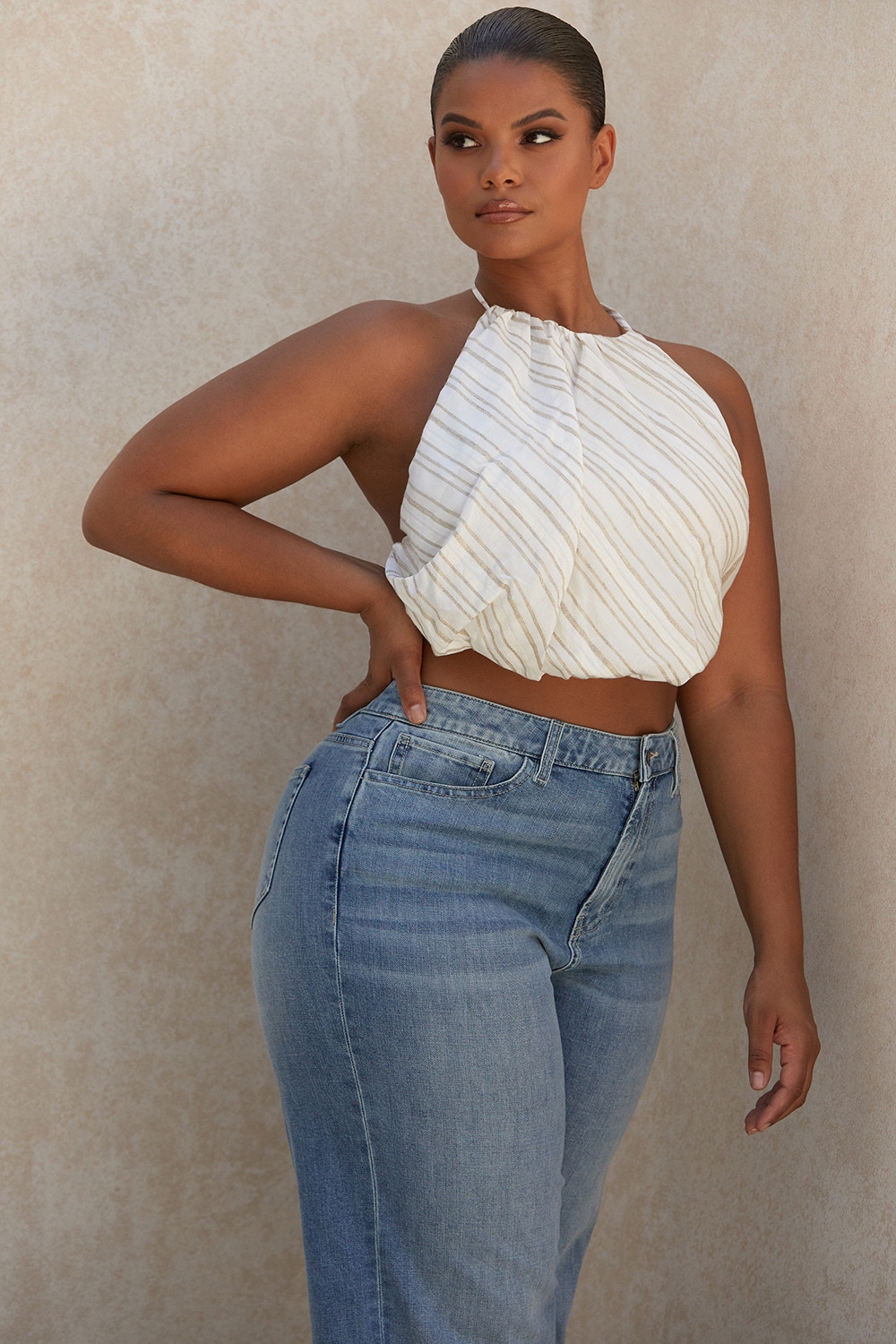 Bette  Linen Blend Backless Halter Top — image 12