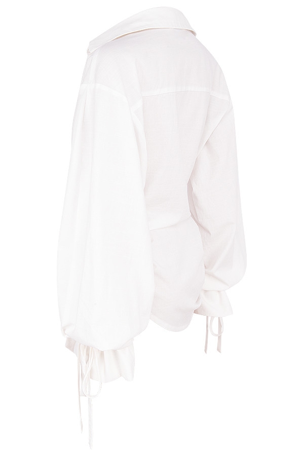 Paige  White Draped Cotton Shirt — image 10