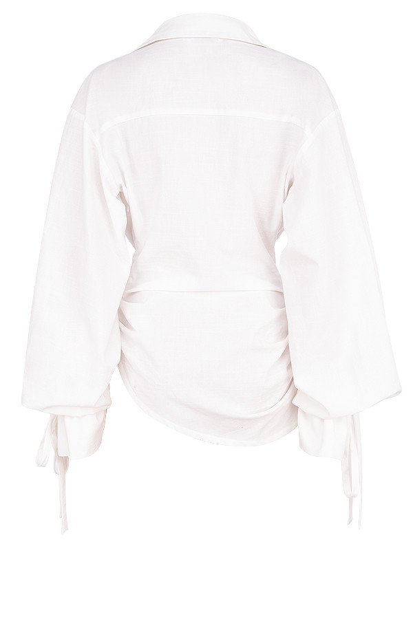 Paige  White Draped Cotton Shirt — image 11