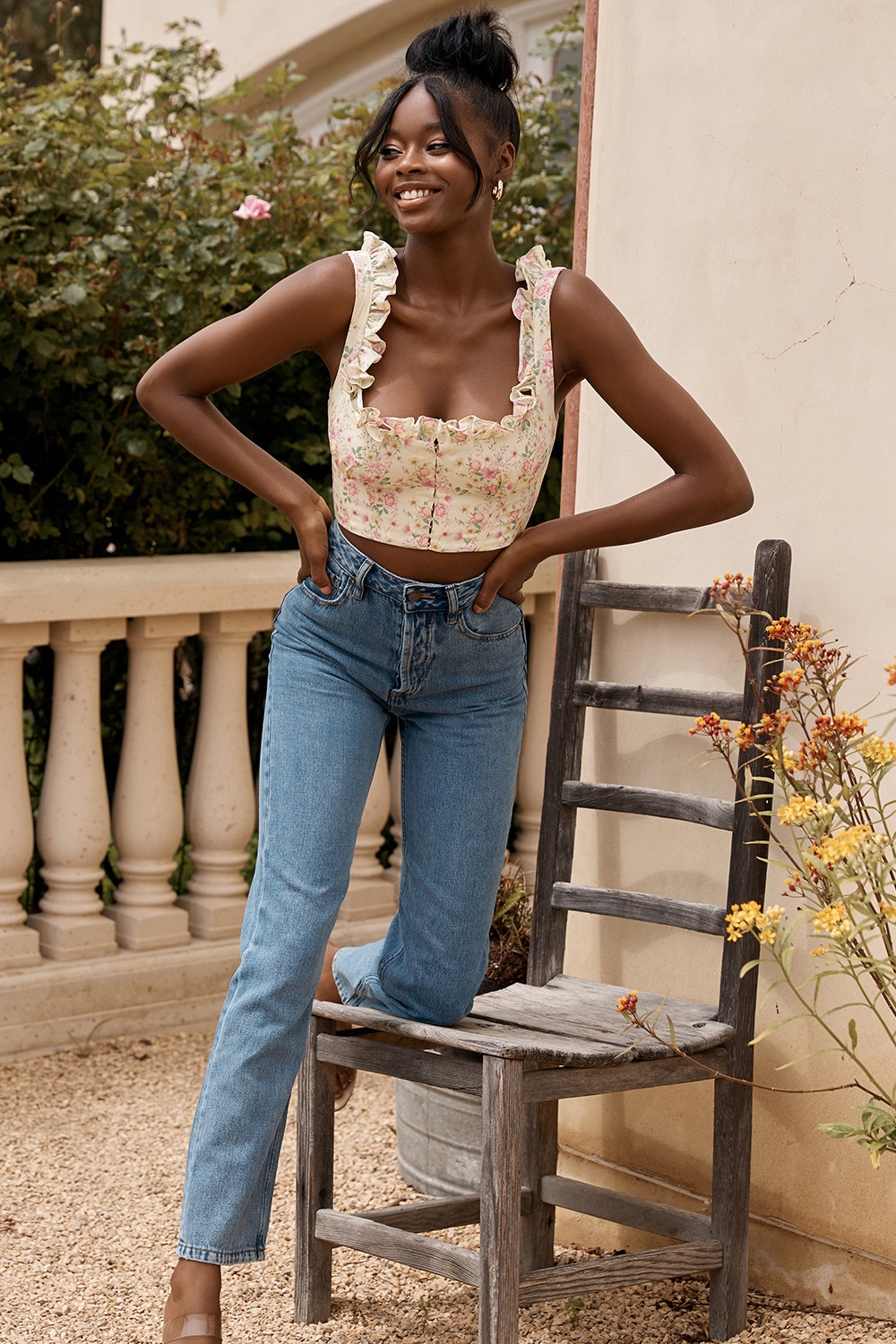 Remy  Lemon Floral Corseted Cropped Top — image 13
