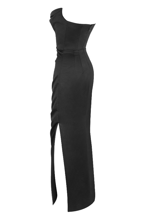 Adrienne  Black Satin Strapless Corset Maxi — image 9