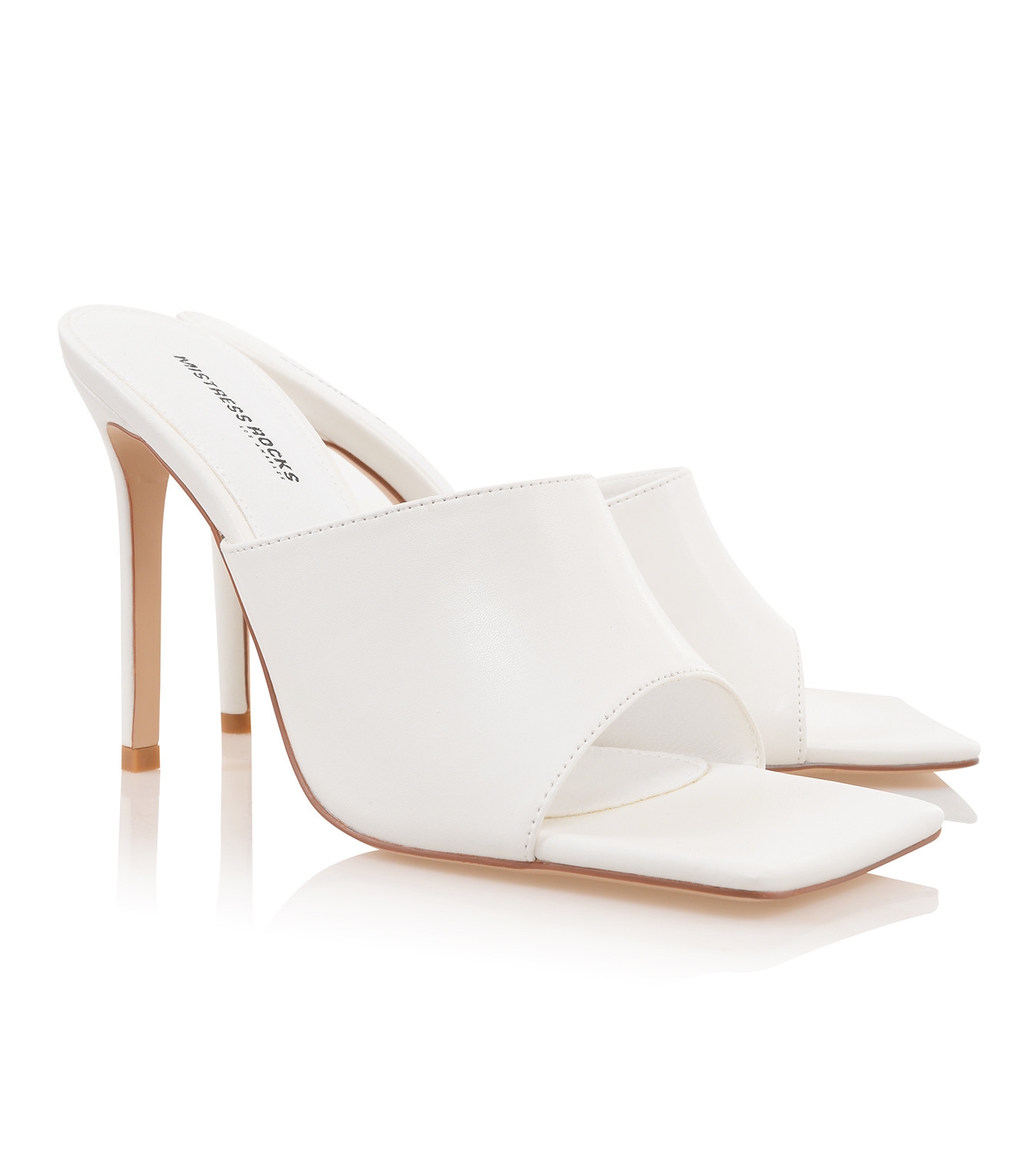 Dream Scene Mistress Rocks  White Square Toe Mules - SALE — image 6