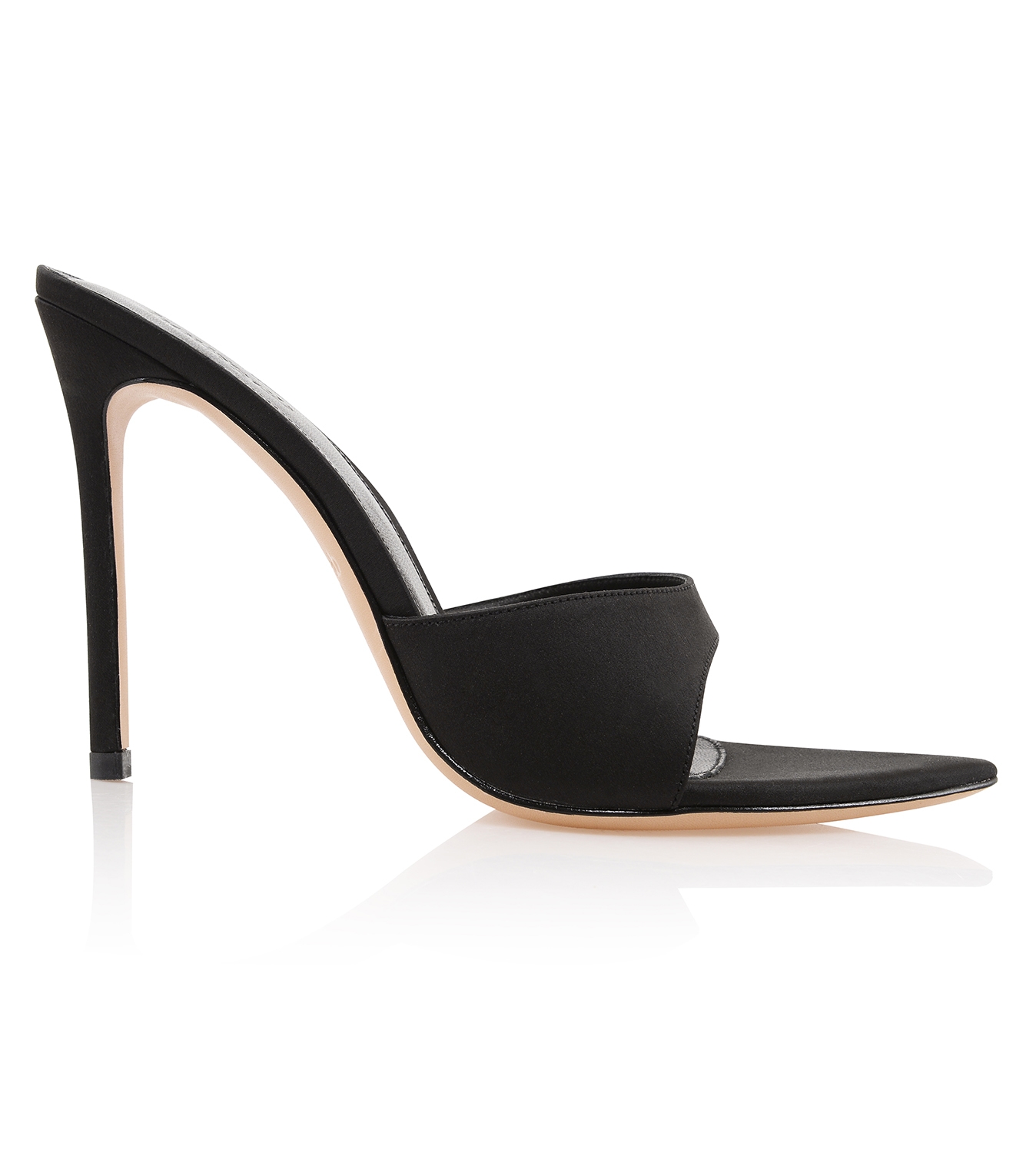 Bella  Black Satin Pointed High Heel Mules — image 5