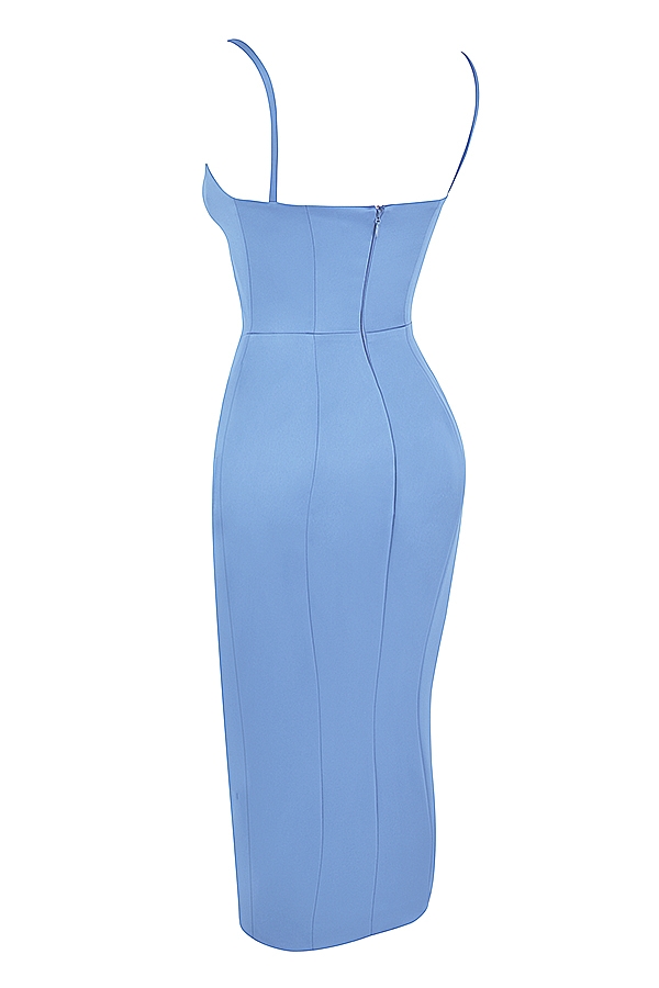 Casimira  Cornflower Blue Satin Corset Midi Dress — image 13