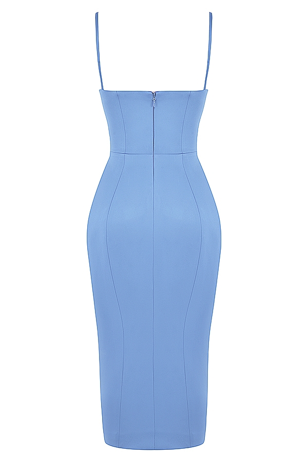 Casimira  Cornflower Blue Satin Corset Midi Dress — image 14