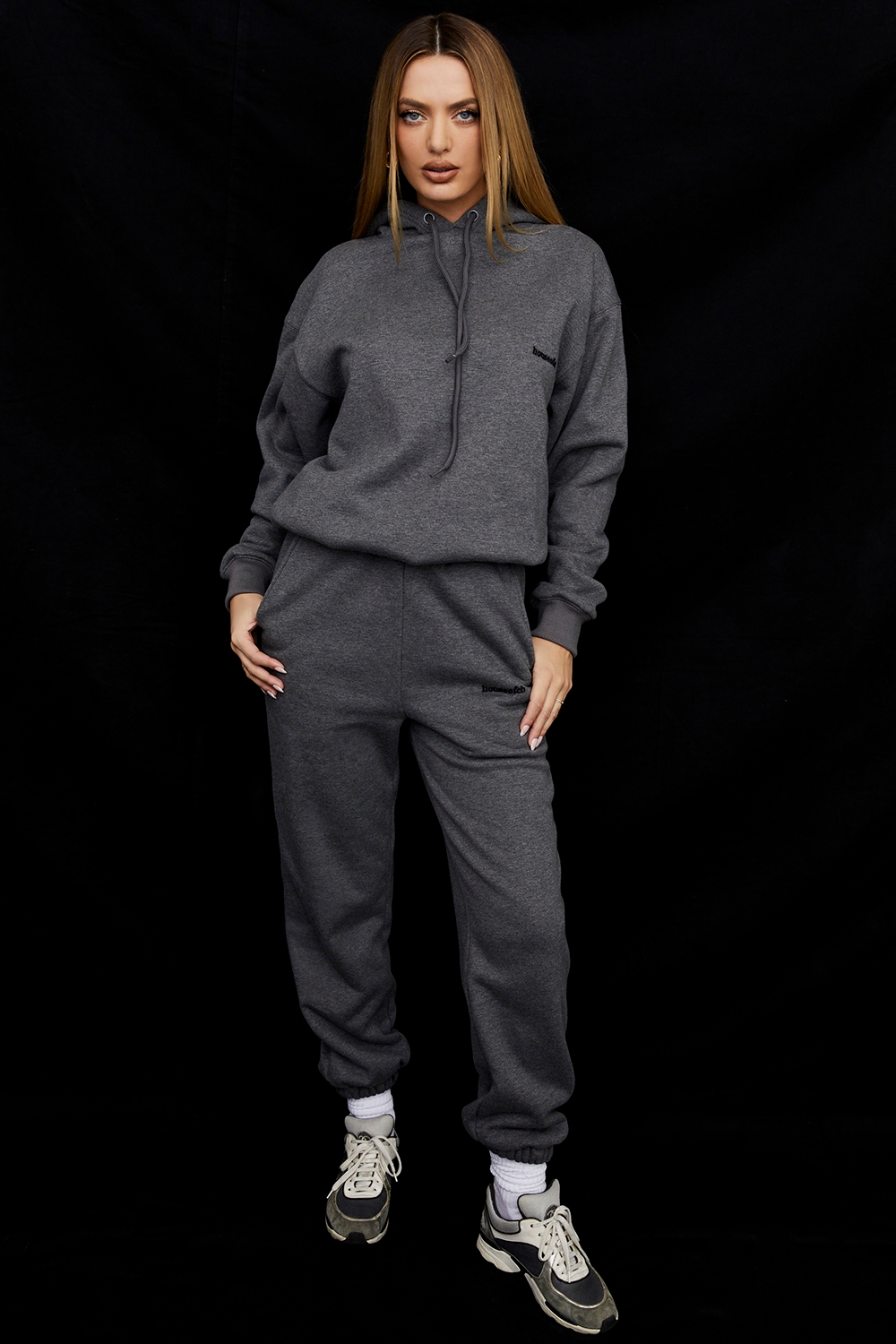 Sky  Dark Grey Fleece Back Jogging Trousers — image 1