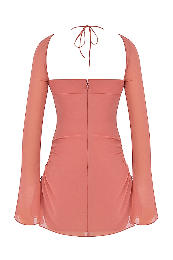 Baby  Pink Chiffon Cutout Halter Mini Dress — image 17