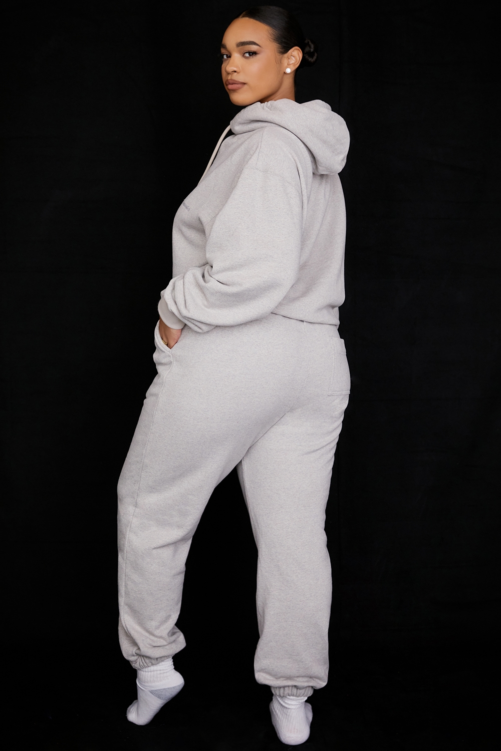 Sky  Light Grey Fleece Back Jogging Trousers — image 8