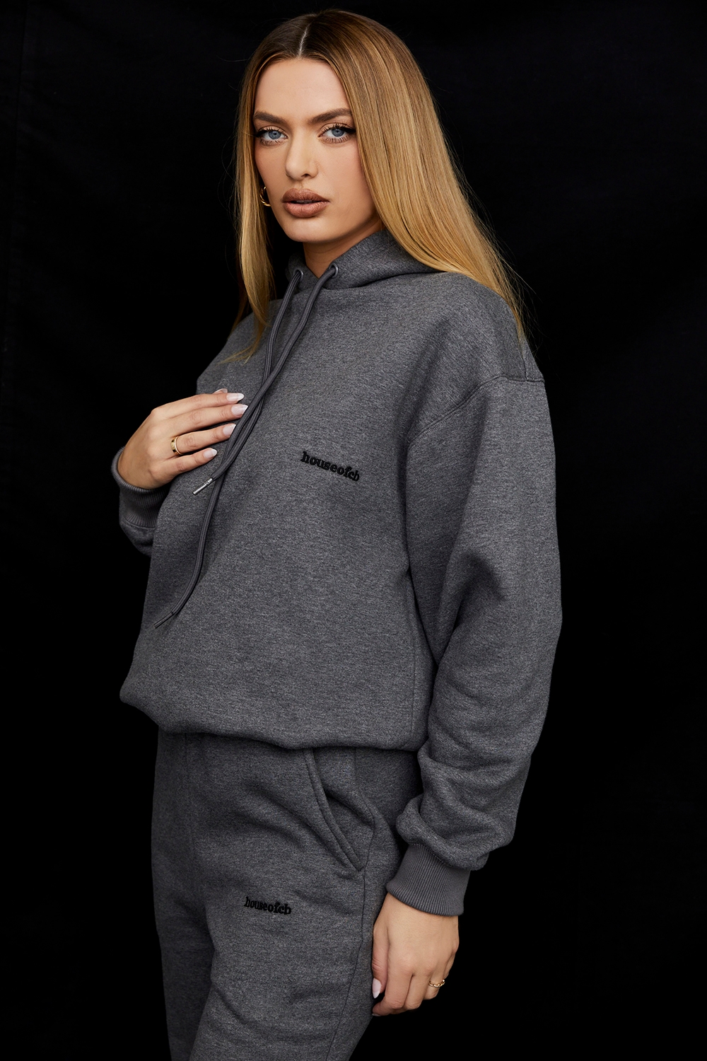 Halo  Dark Grey Cotton Fleece-Back Oversized Hoodie — image 4